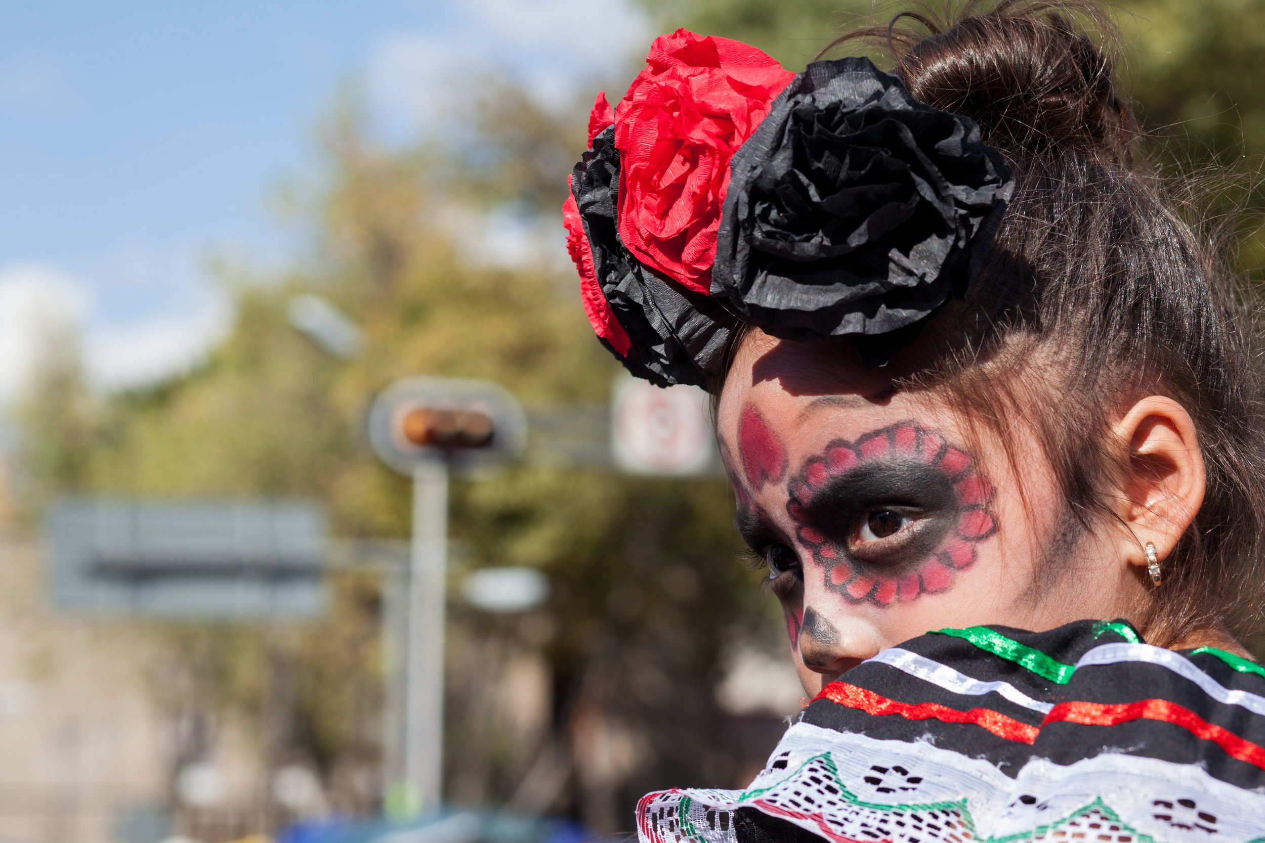 Candid Portrait during Mexico's Day of the Dead.