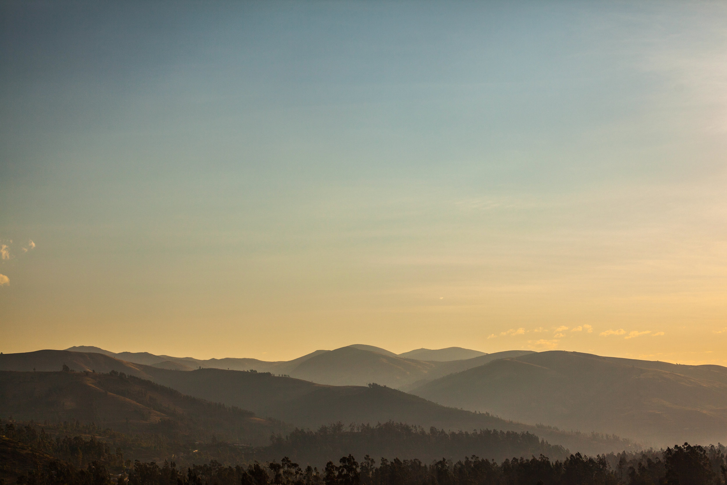 Sunset over the mountains in Peru.