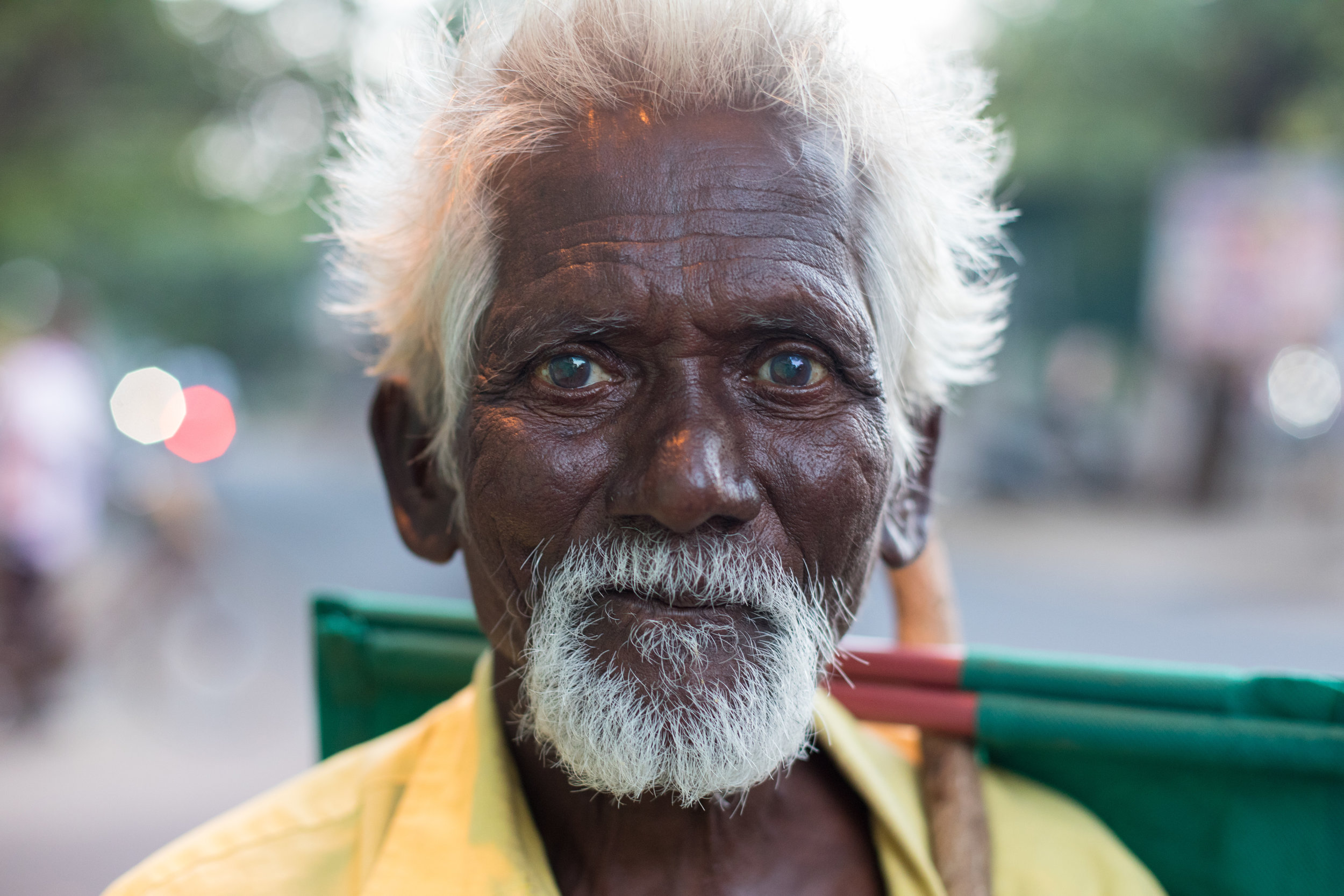 Street portrait of this drifter on the outskirts of Pondicherry in Tamil Nadu.