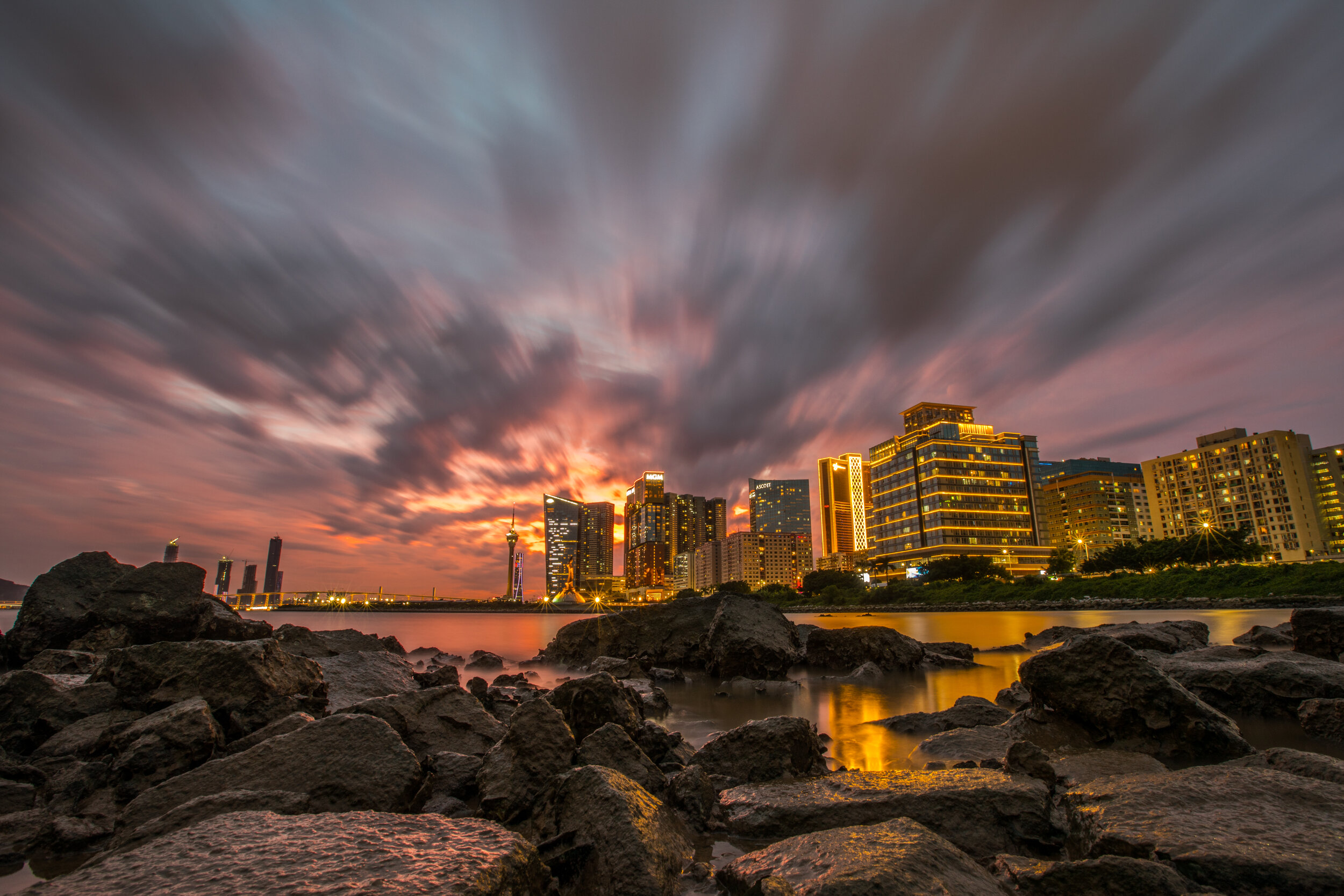 Sunset over Macau by Geraint Rowland
