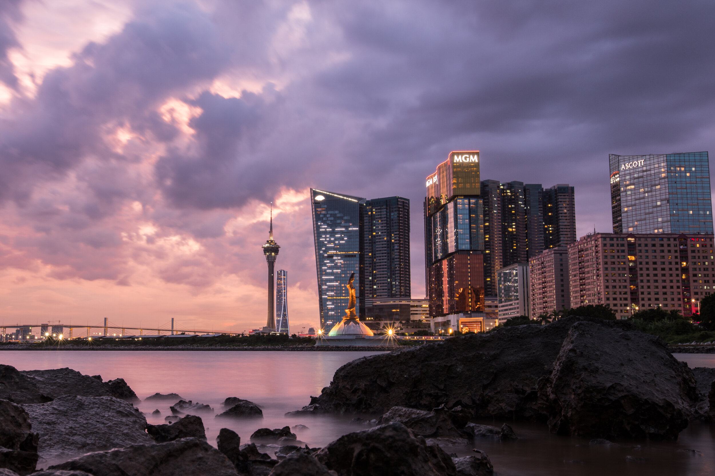 Sunset over the Casinos of Macau