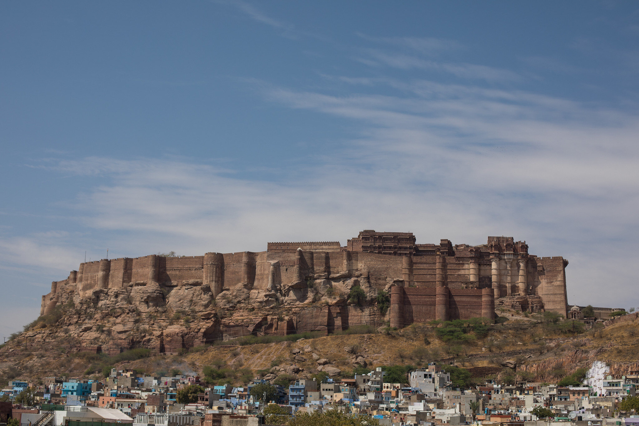 Mehrangarh or Mehran Fort, located in Jodhpur, Rajasthan, is one of the largest forts in India.