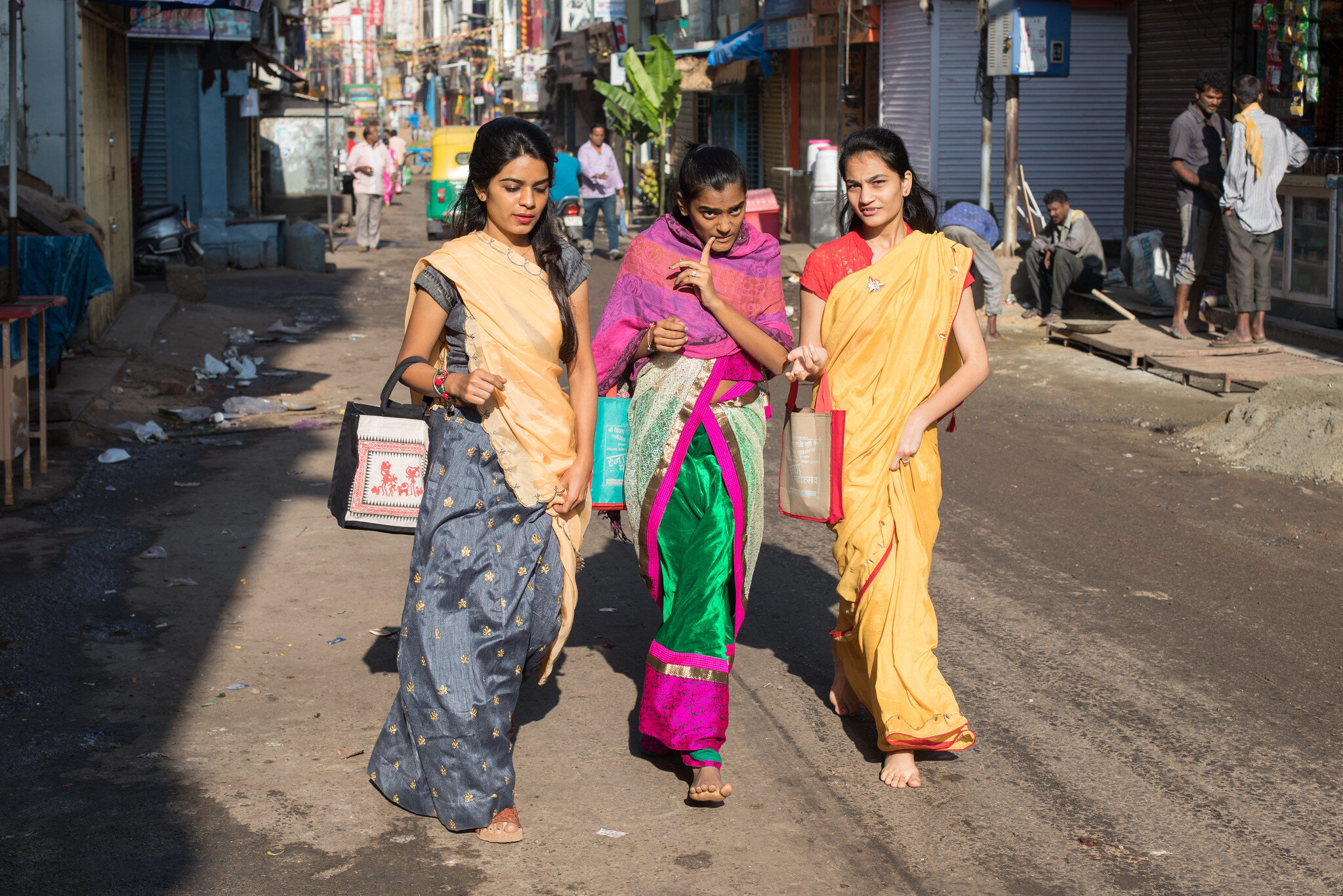 Street Photograph of colourfully dressed women in Bangalore.