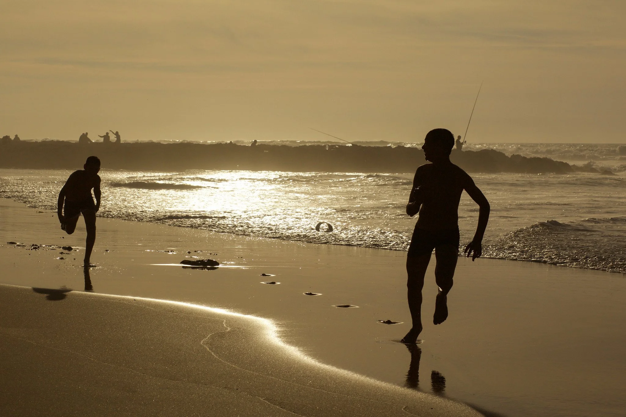 Play on the Beach at sunset in Morocco