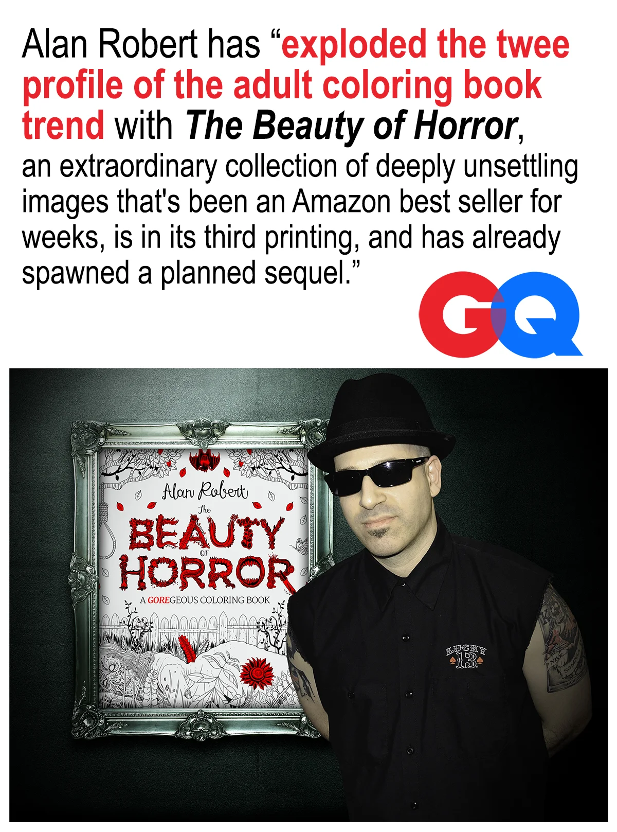Alan Robert Featured in GQ Magazine for 'The Beauty of Horror' Coloring Book