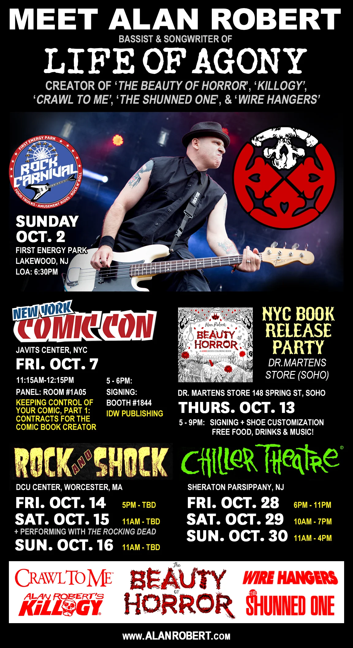 Alan Robert Announces NYC Book Release Party and More October Appearances at New York Comic Con, Rock & Shock, and Chiller Theatre