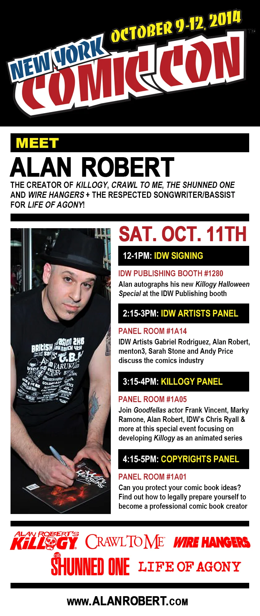 Alan Robert to Appear at New York Comic Con 2014: Full Signing & Panels Schedule