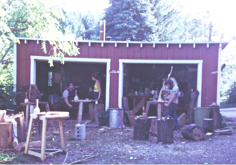 Emil ensconced in his barn workshop at Peters Valley in the 1970s.&nbsp;