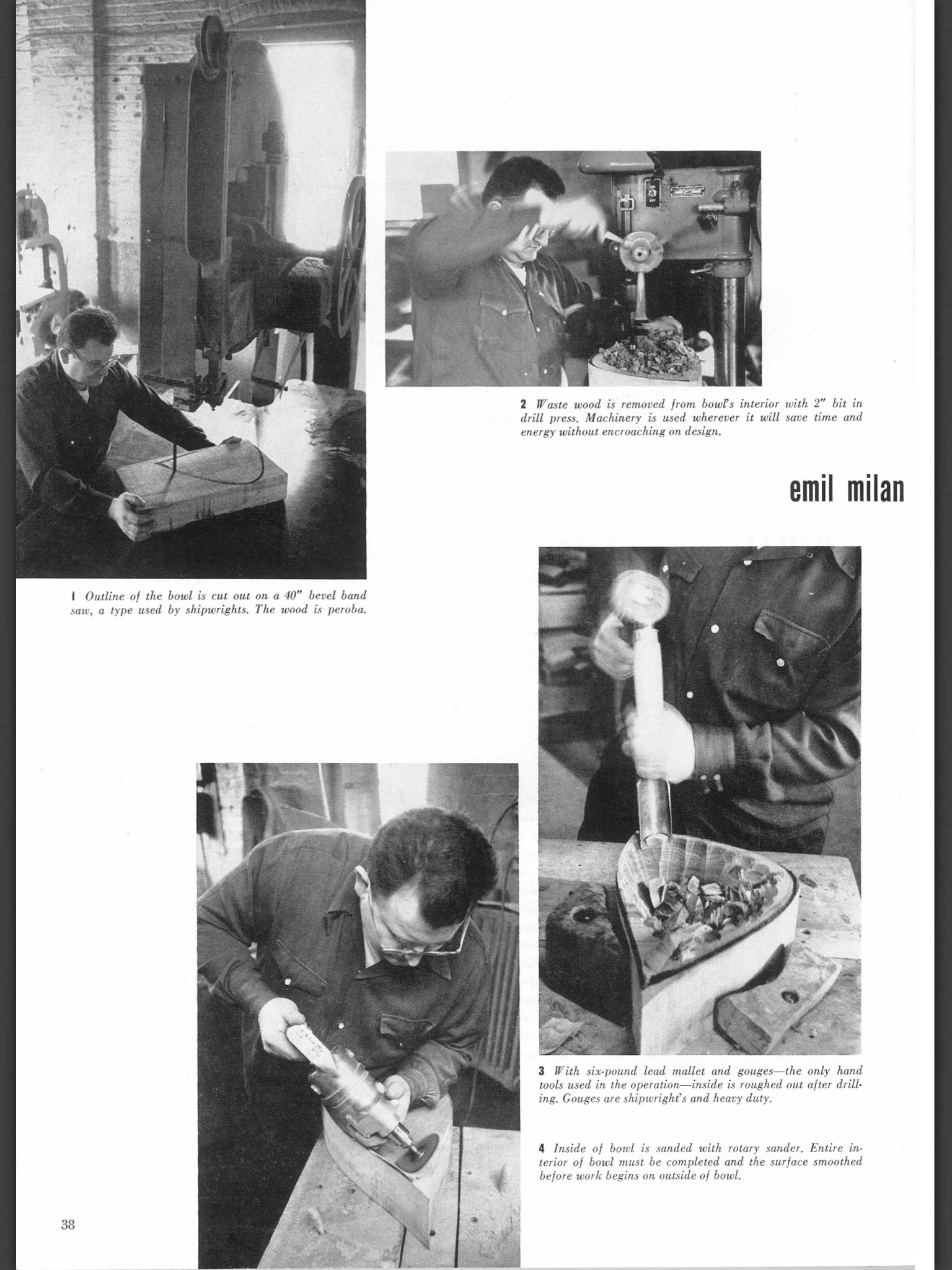 Photos of Emil’s work process in the July 1957 issue of the ACC’s Craft Horizons magazine. Photos by Raymond Jacobs, used by permission. Page layout courtesy of the American Craft Council.