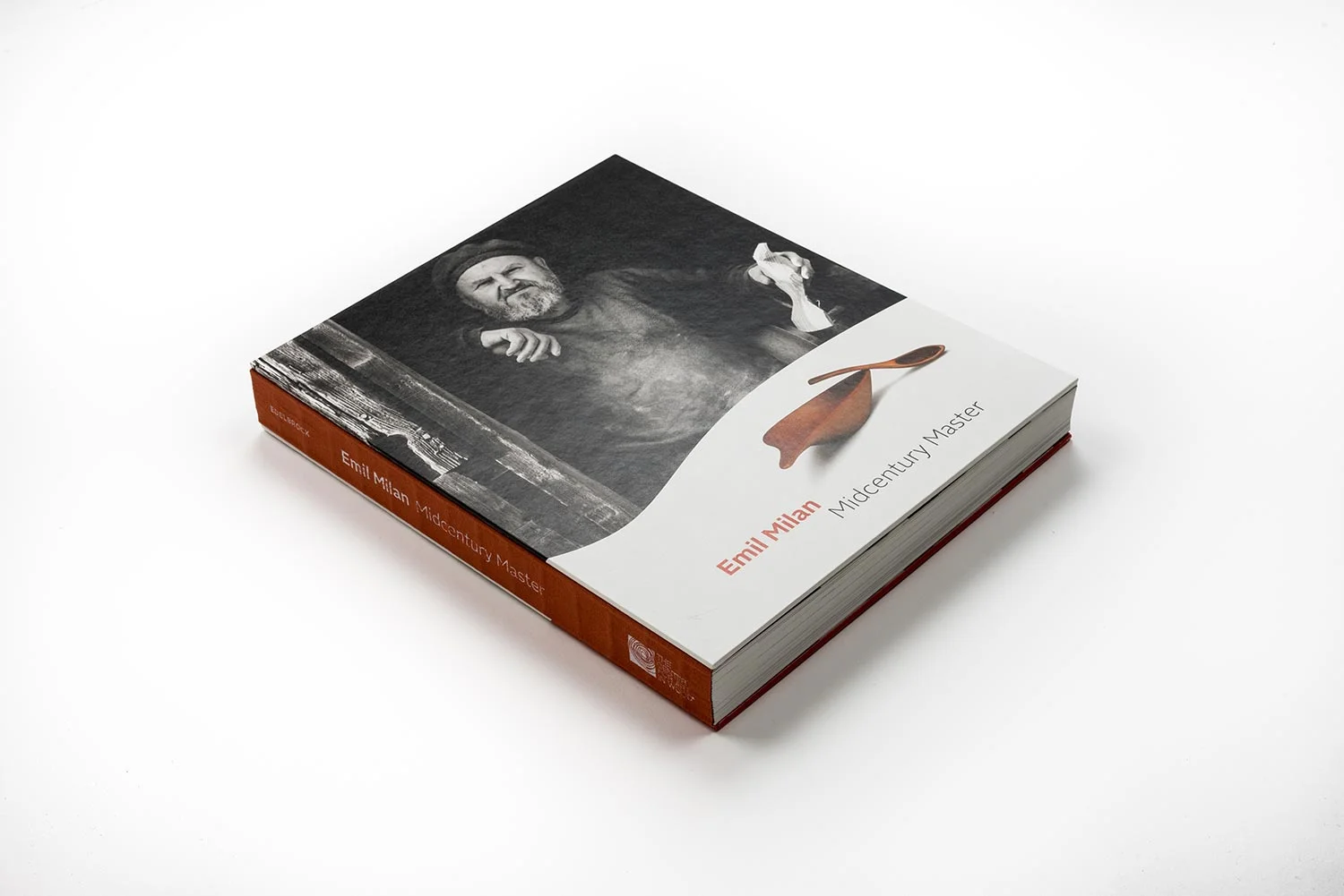 Red, foil-stamped, fabric spine