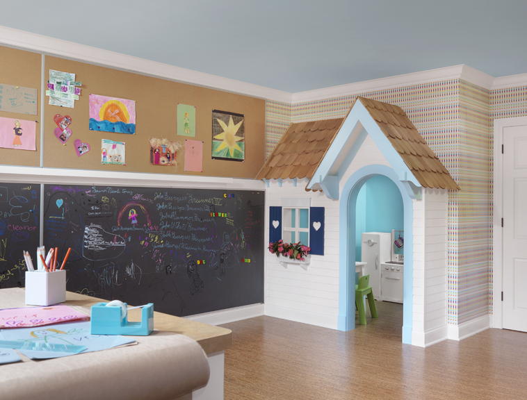 Real cedar shakes were used to construct the playhouse. Johnson says, “It was originally supposed to be a second closet, and could be converted down the road as the kids get older.”