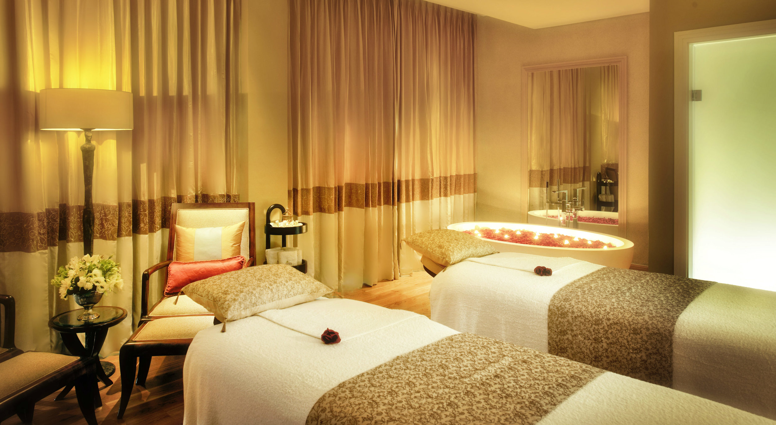 A treatment room inside the Taj Hotel Spa.