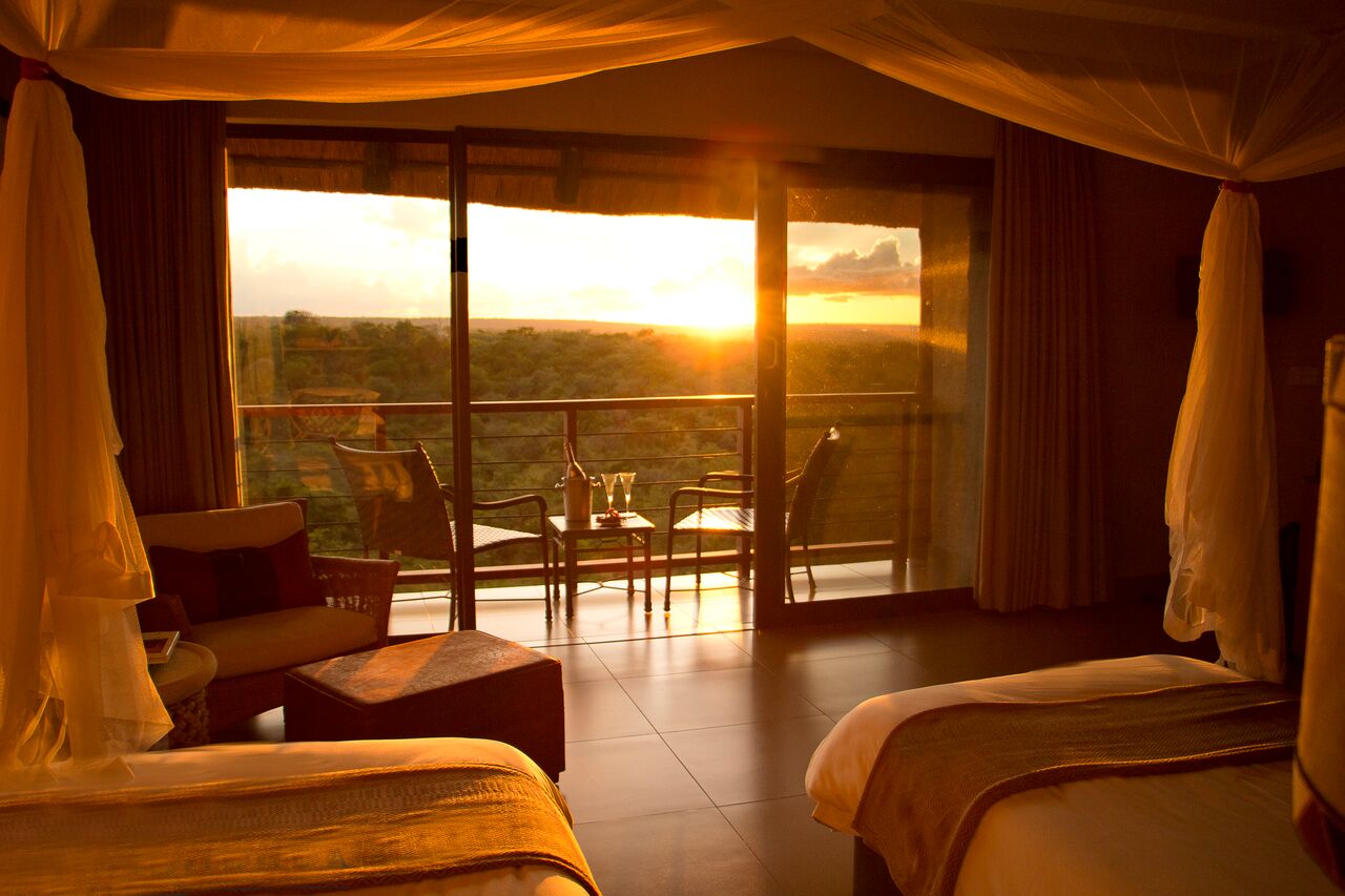 A view from inside Victoria Falls Safari Club.