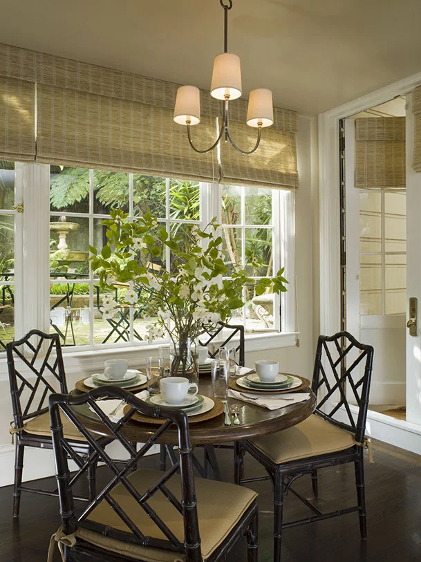 victorian nook with chippendale bamboo dining chairs