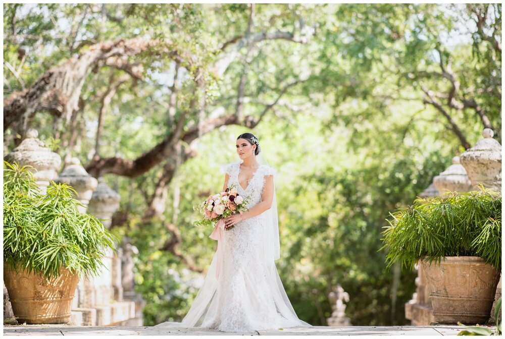 garden ceremony bridal portrait with Miami wedding photographer