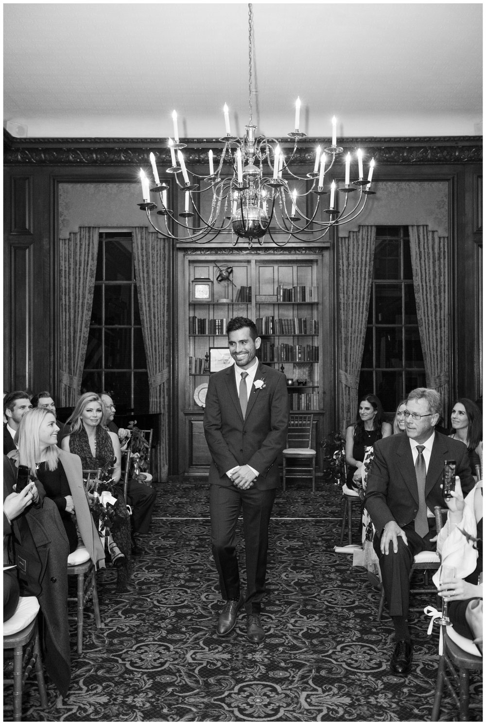 groom walking down aisle for wedding ceremony at The Hampshire House