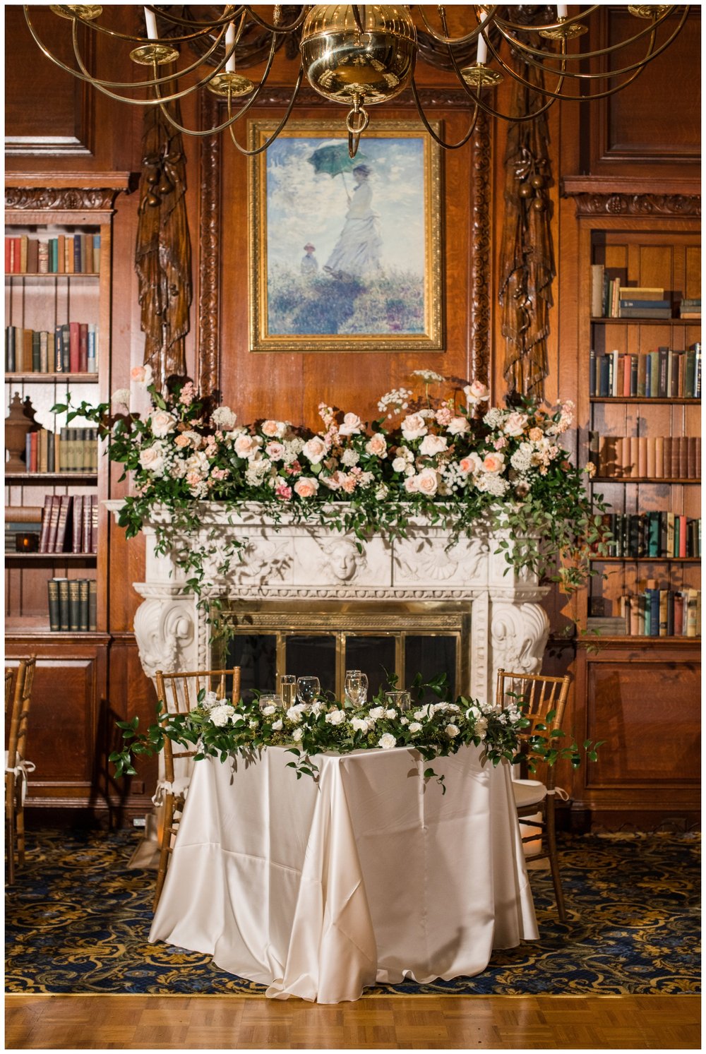 sweetheart table inside The Hampshire House Boston wedding photographer