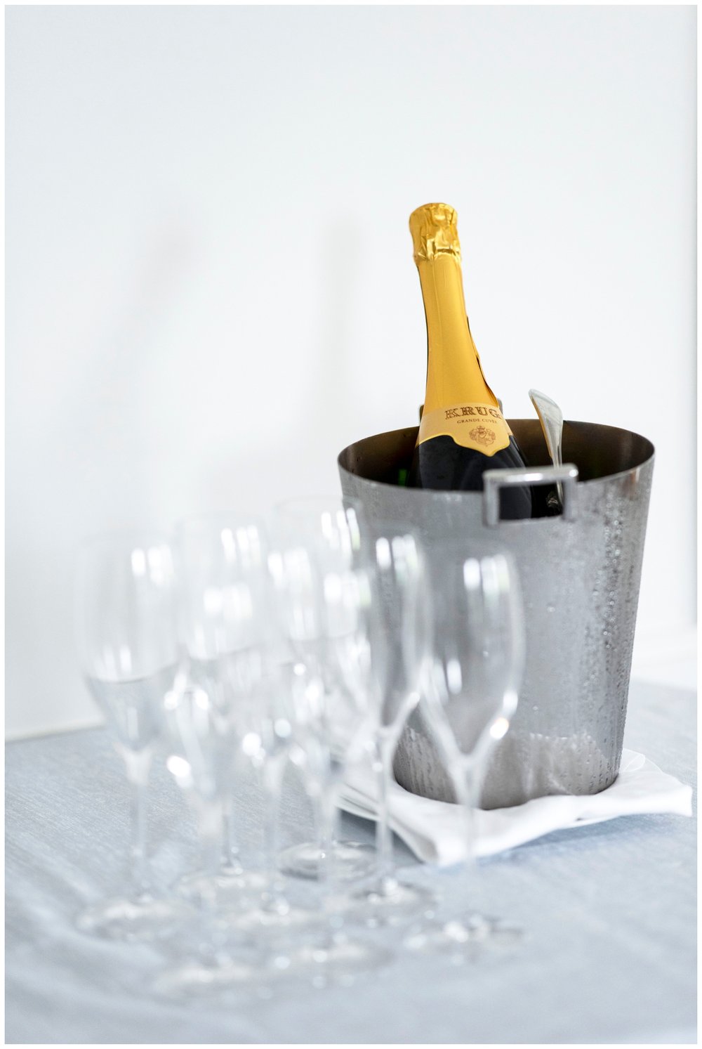 champagne bucket and glasses