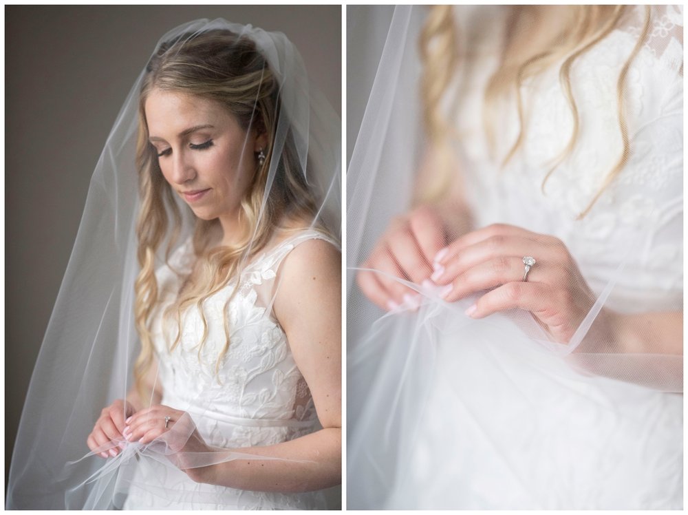 detailed image of bride looking at her hands