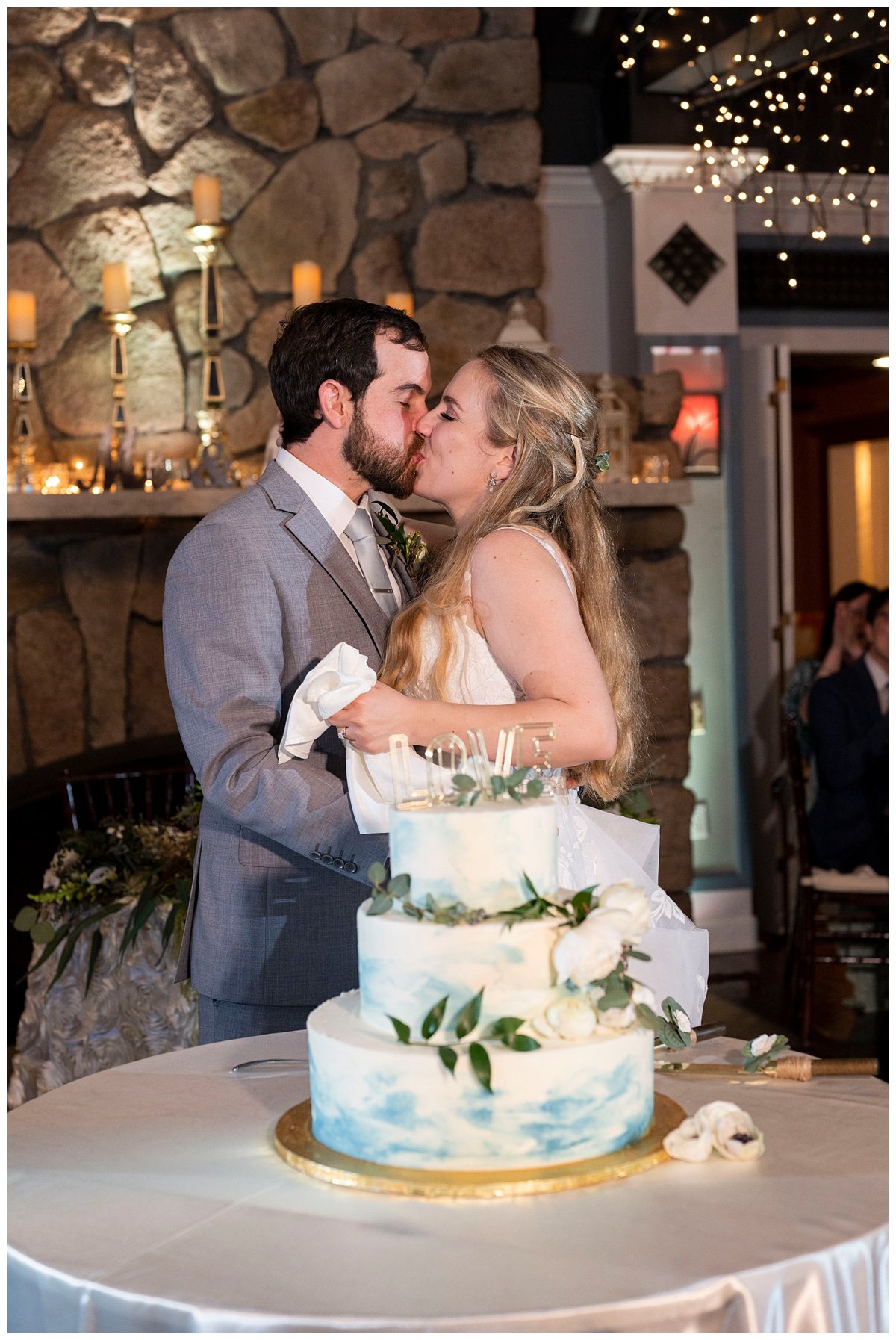 cake cutting inside The River Club wedding reception