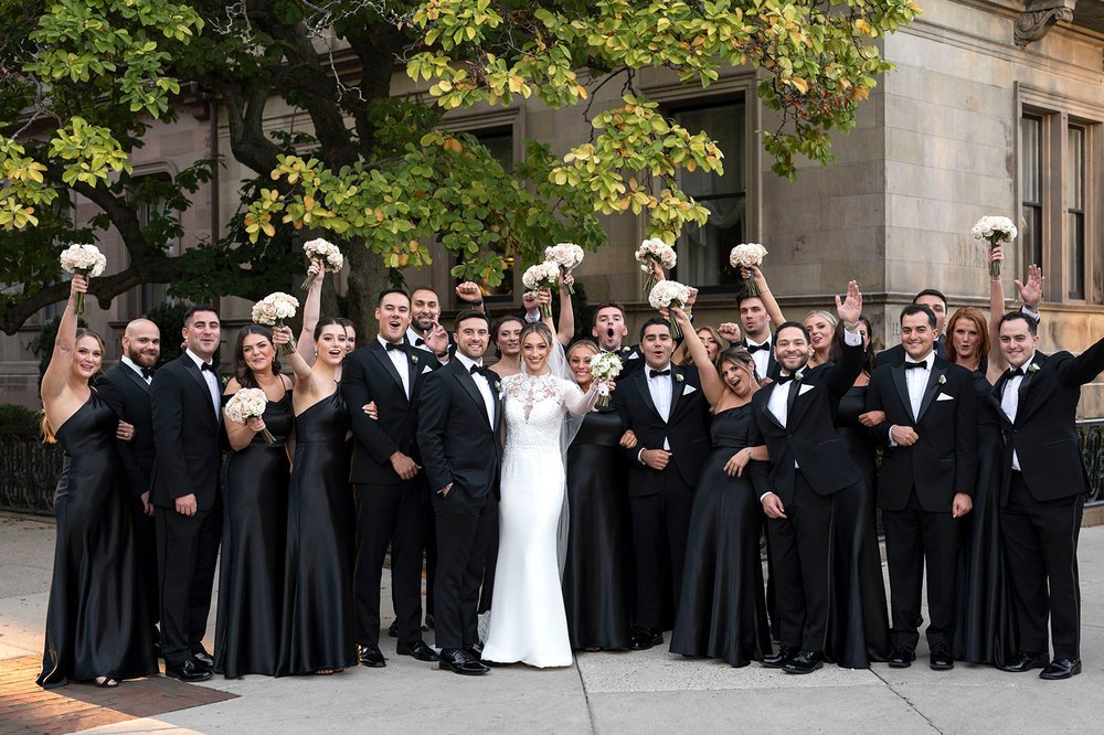 bridal party photos after wedding in Boston