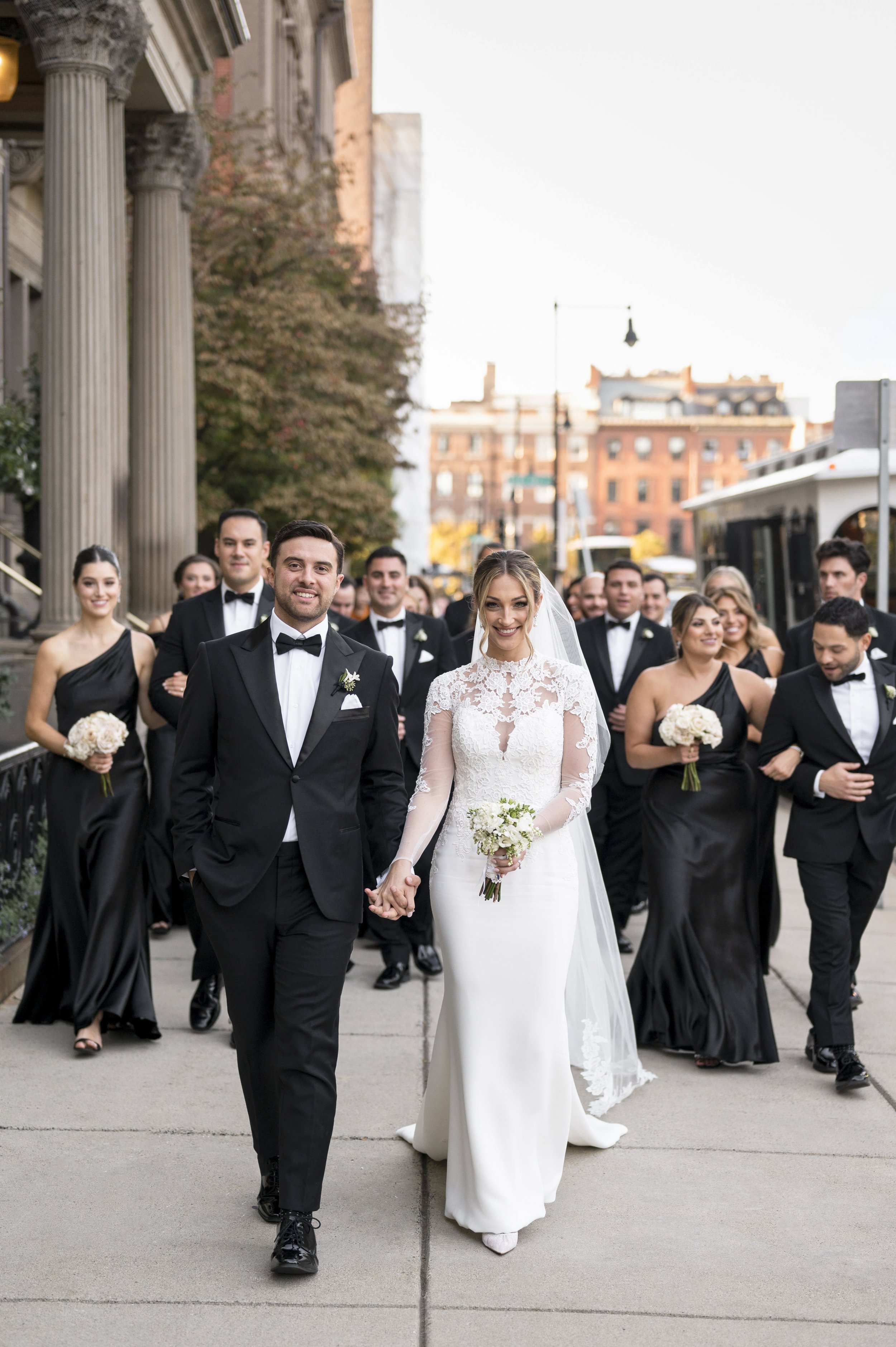 bridal party photos after wedding in Church