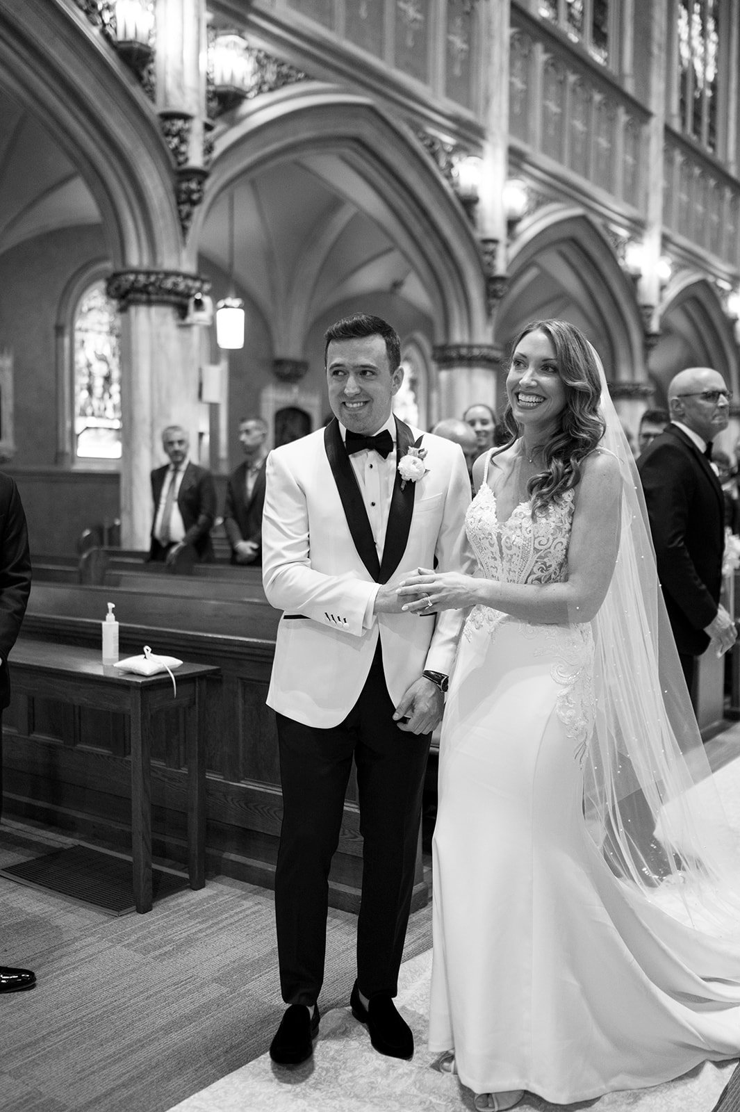  wedding ceremony photos in church with bride and groom 