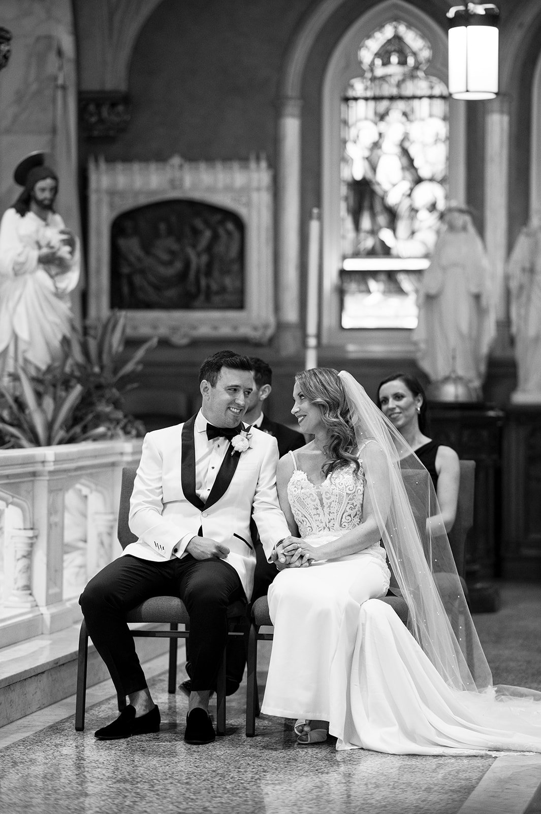  wedding ceremony photos in church with bride and groom 