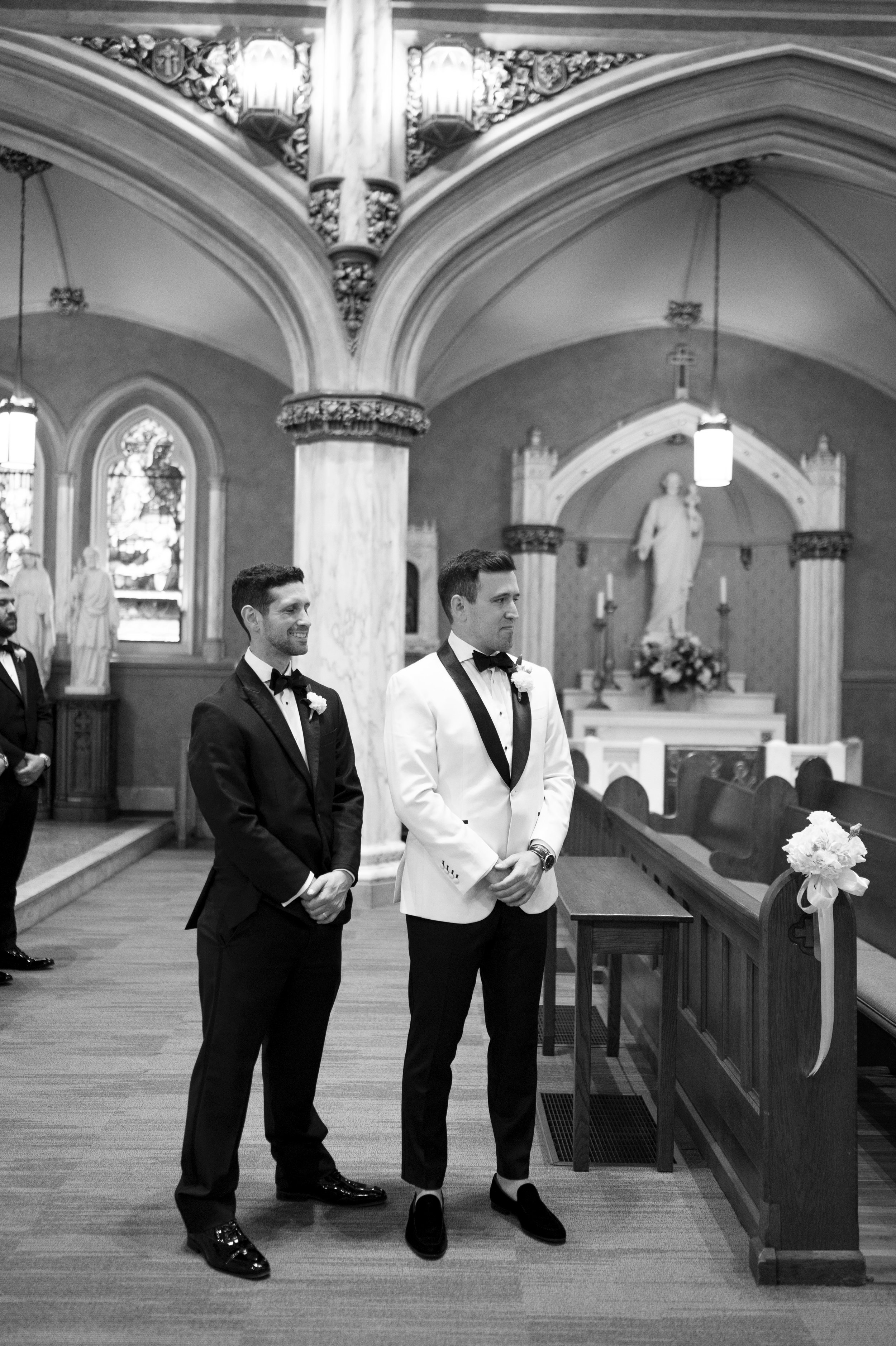 groom waiting at altar for bride