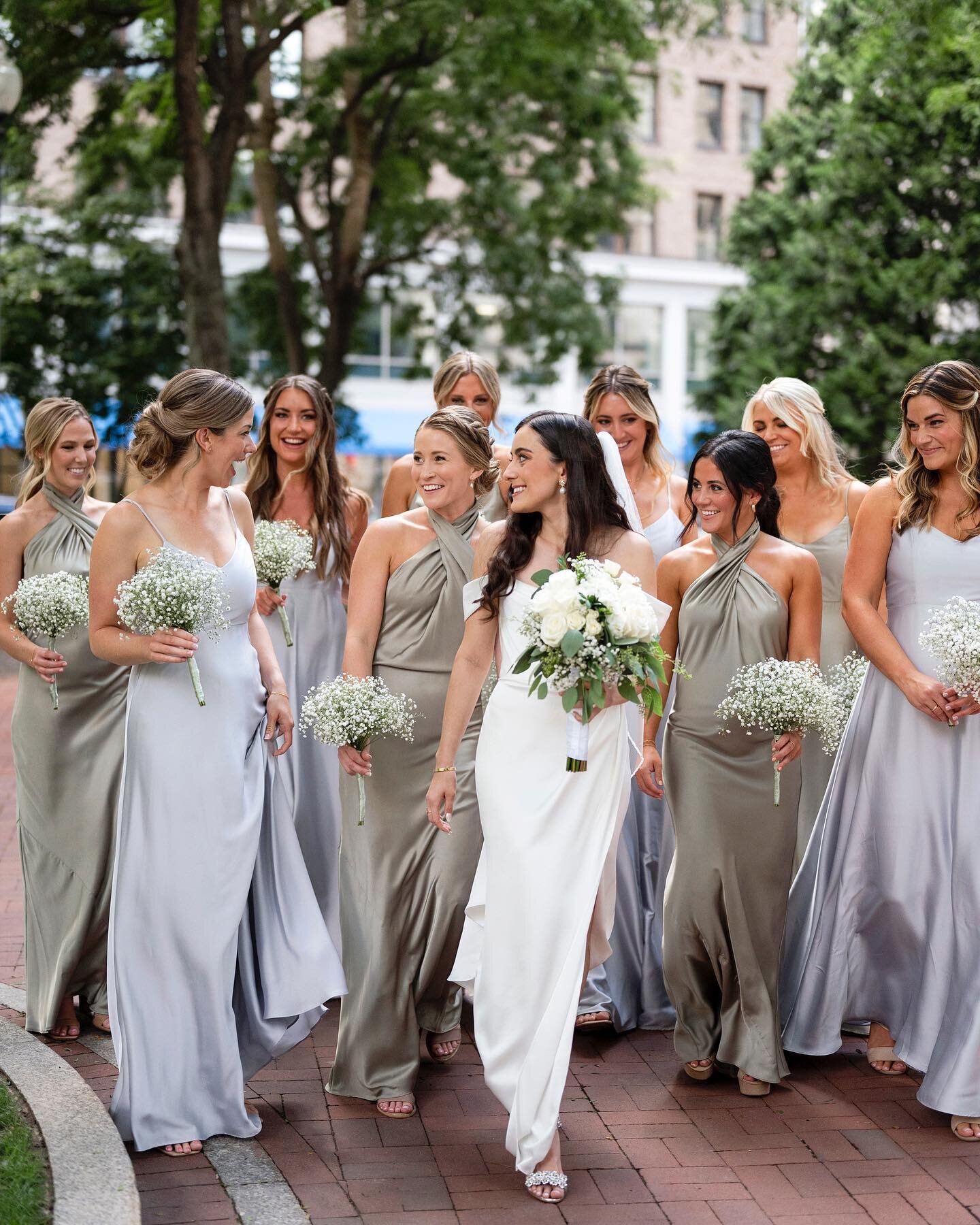 These ladies brought their glamour and fun to Yanna's day! 
Looking for inspiration? Check the color scheme Yanna chose for her bridesmaids 🤍

Bride: @yannasf 
Gown: @flairboston @jennyyoonyc 
Floral Design: @westwoodgardensflowershop 
Makeup: @thea