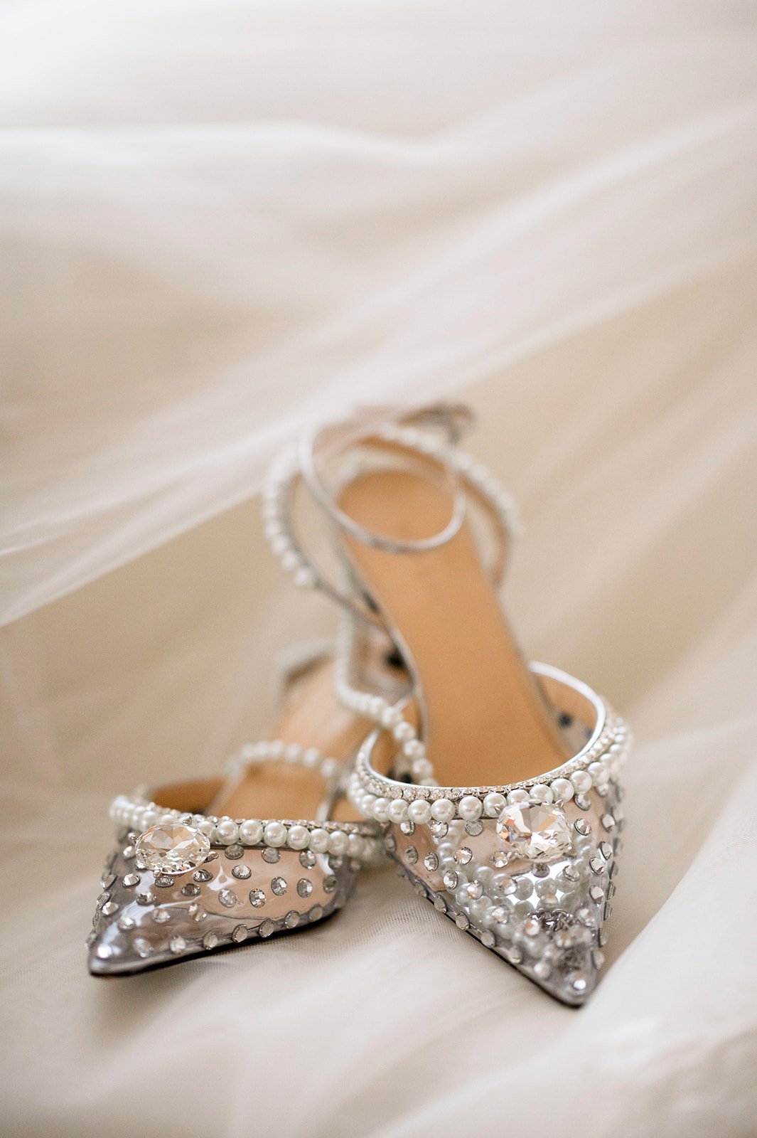 bride shoes on a chair