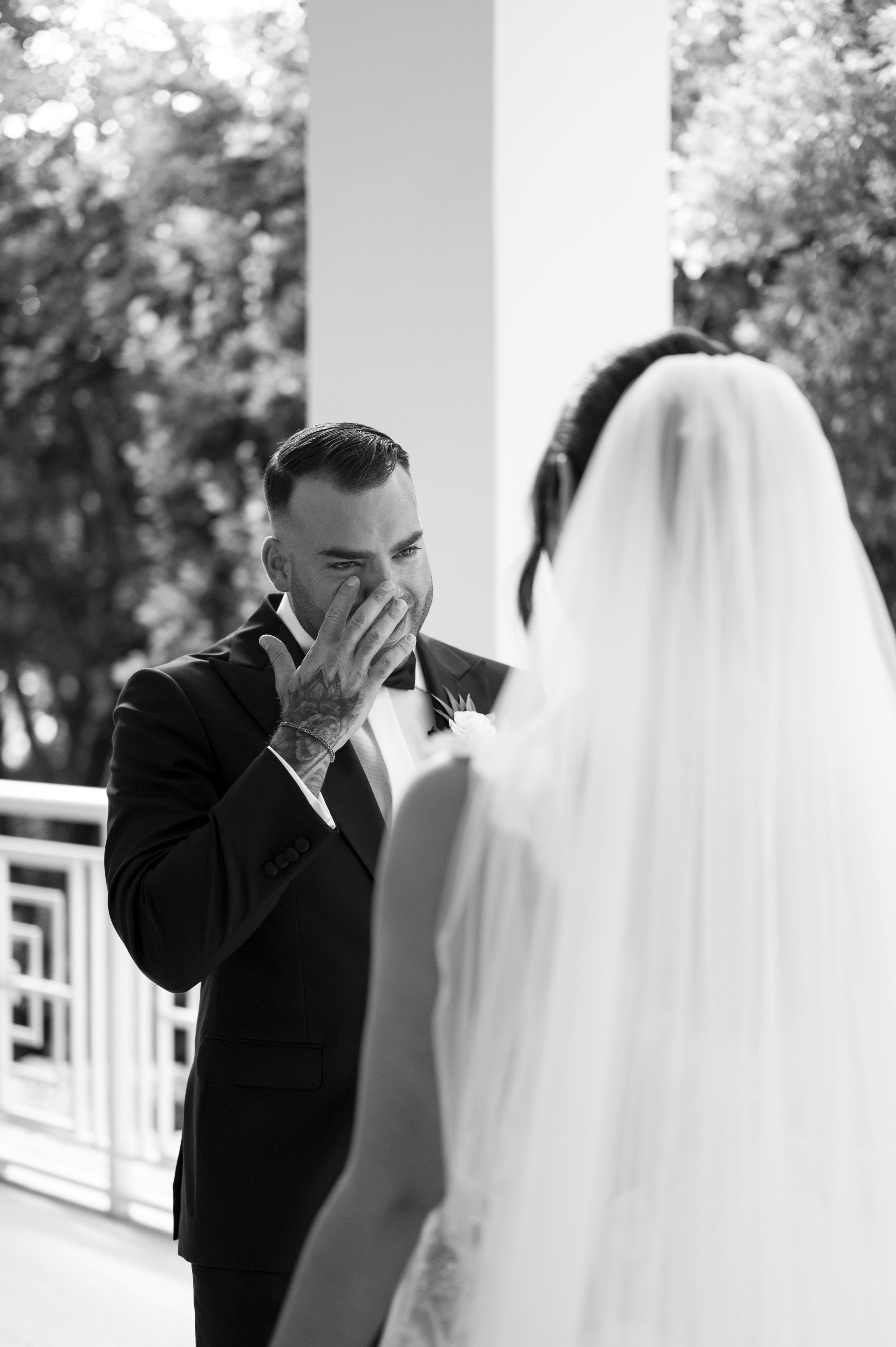 groom tears up when he sees his bride for the first time