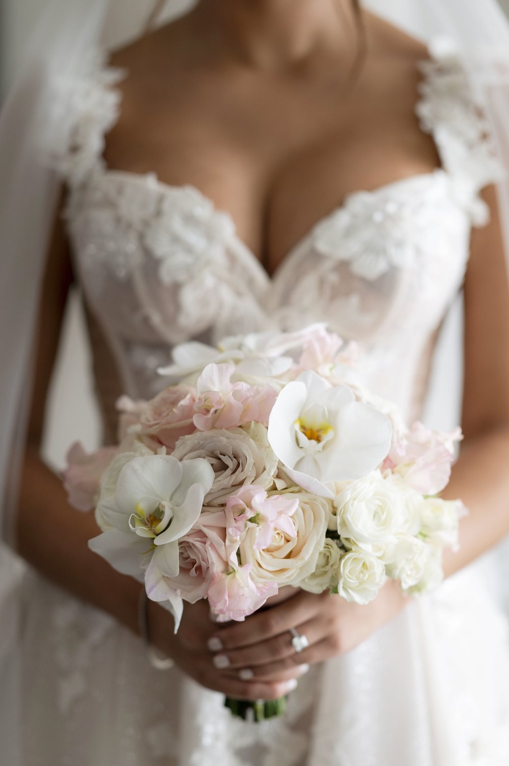 close up of bride dress