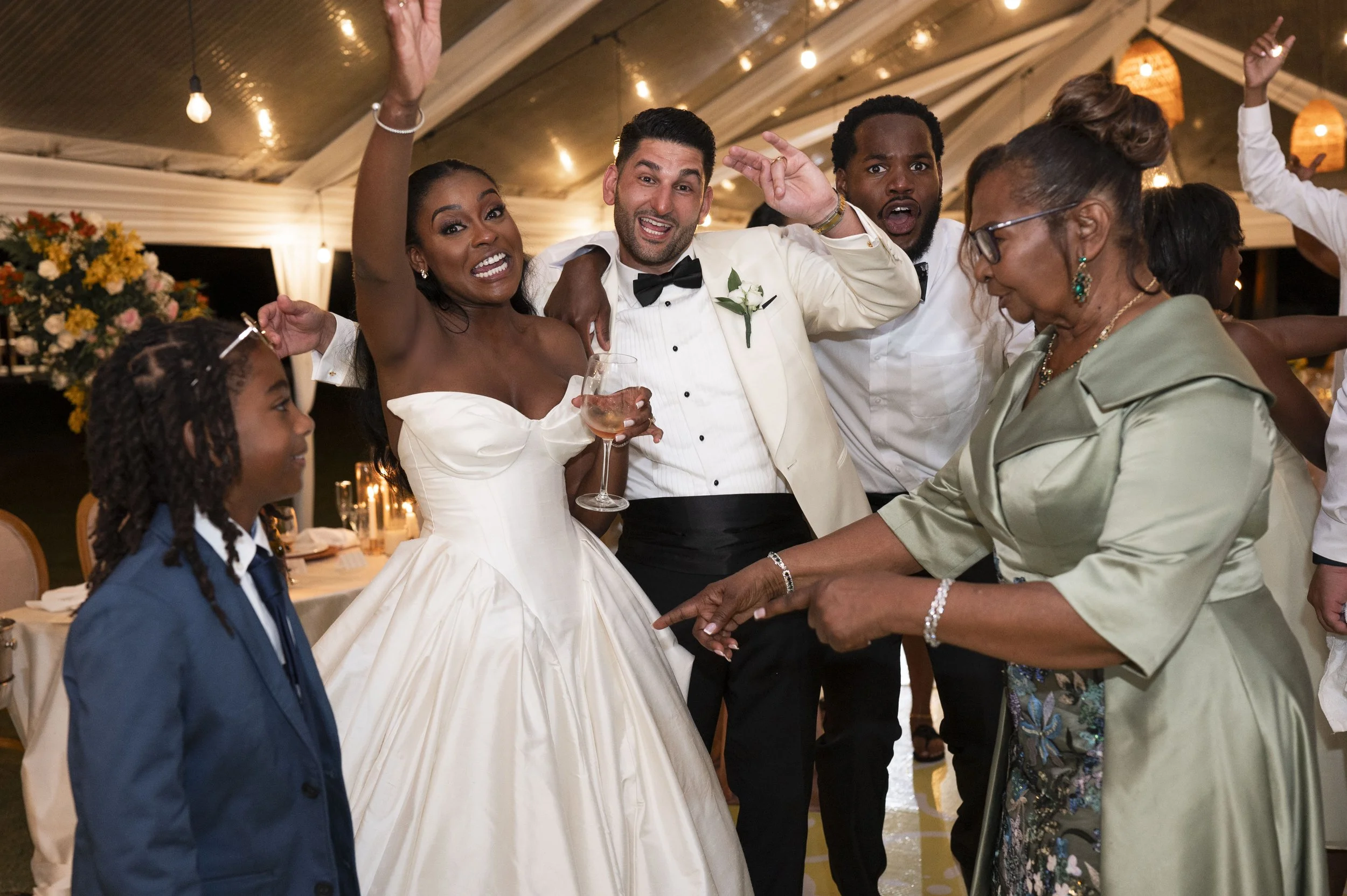 bride and groom dancing on their wedding reception