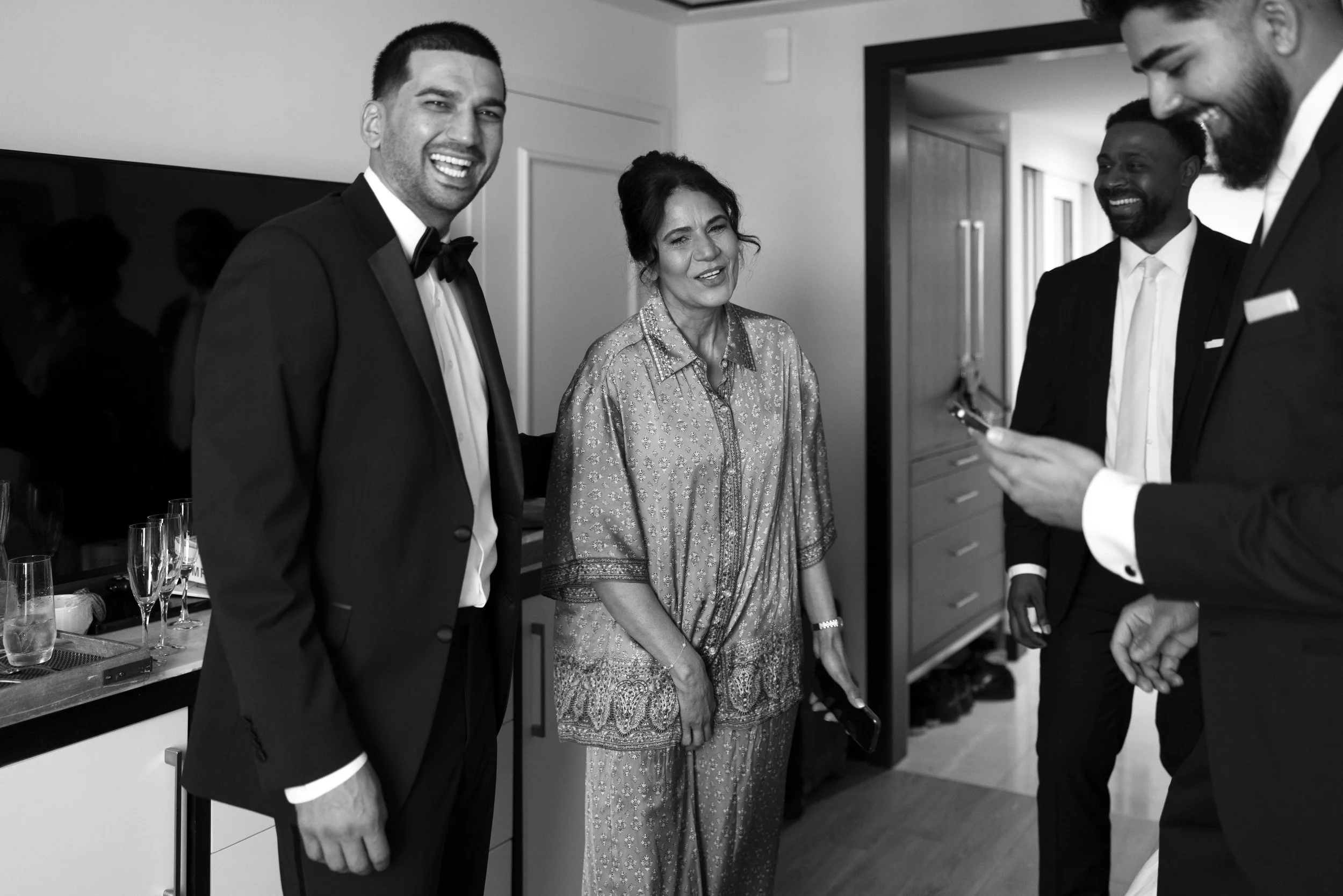 Saby with her mother in the getting ready suite of the Loews hotel miami beach