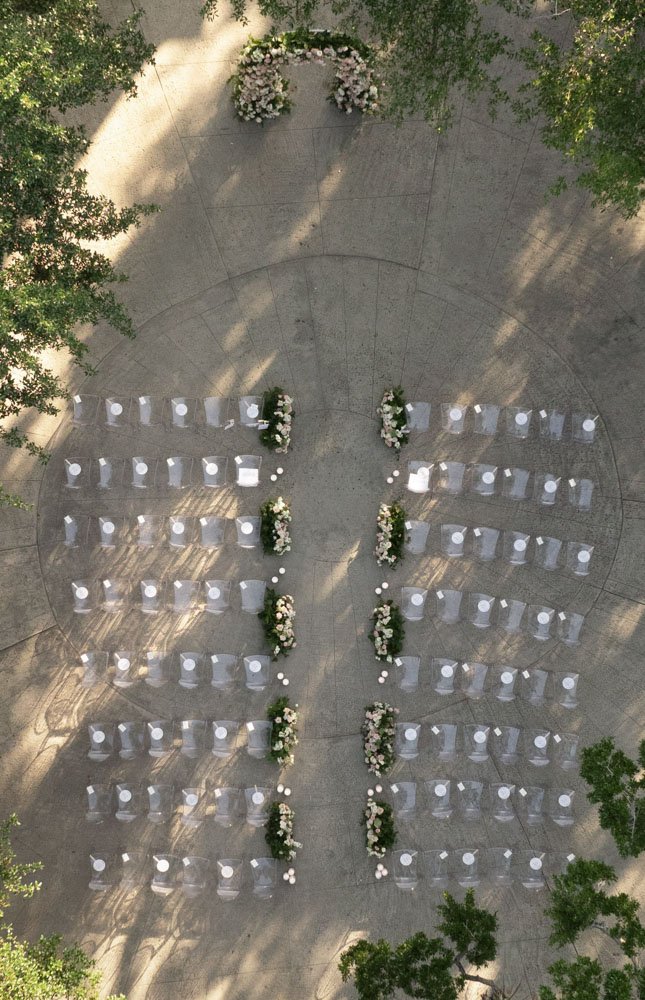 aerial view of a ceremony in miami vizcaya museum