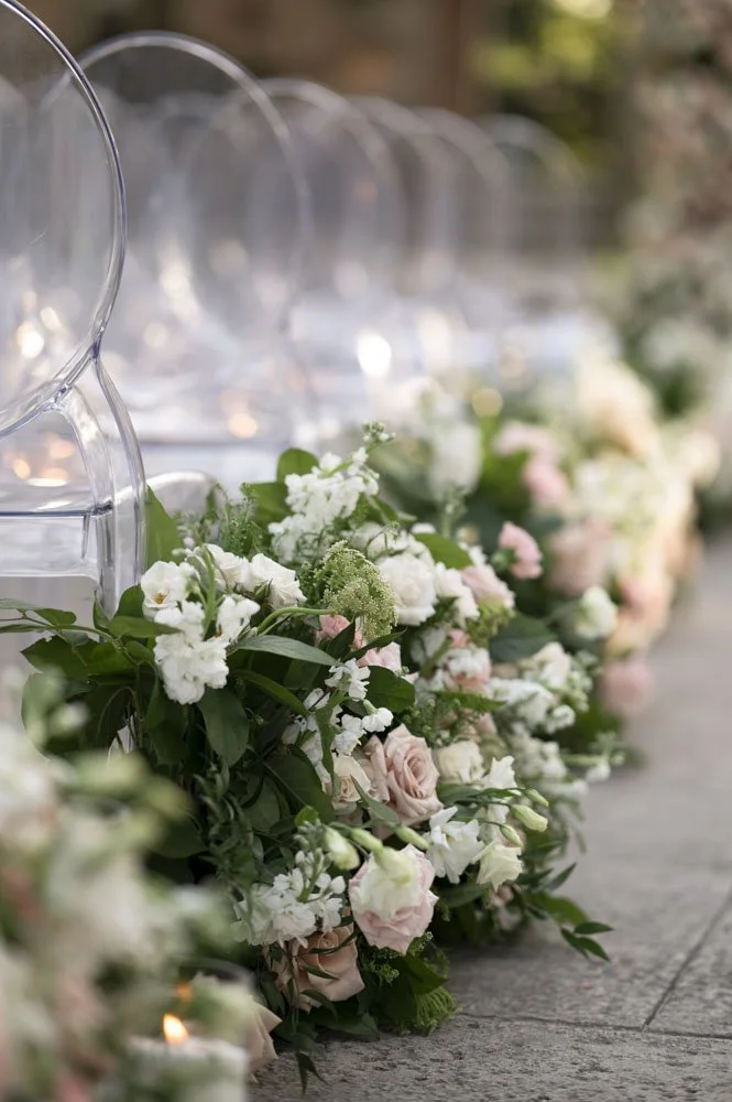 flower decor and chair detail at a wedding in miami vizcaya museum
