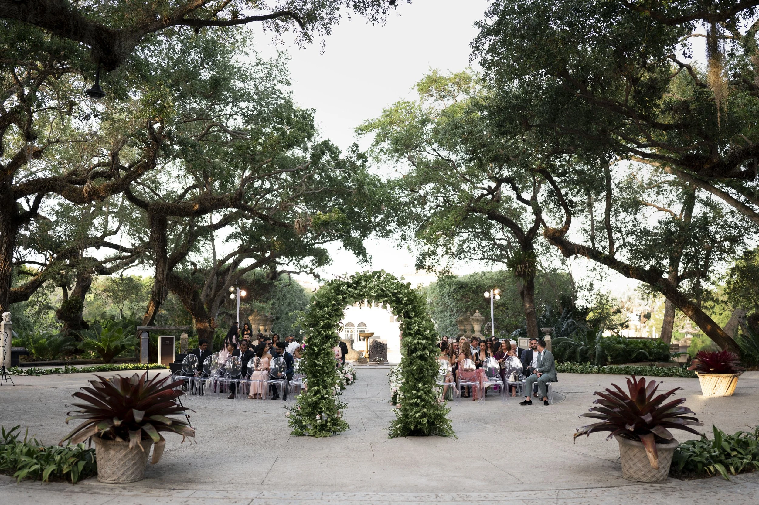 detail view of the ceremony area and decor at the vizcaya museum in miami