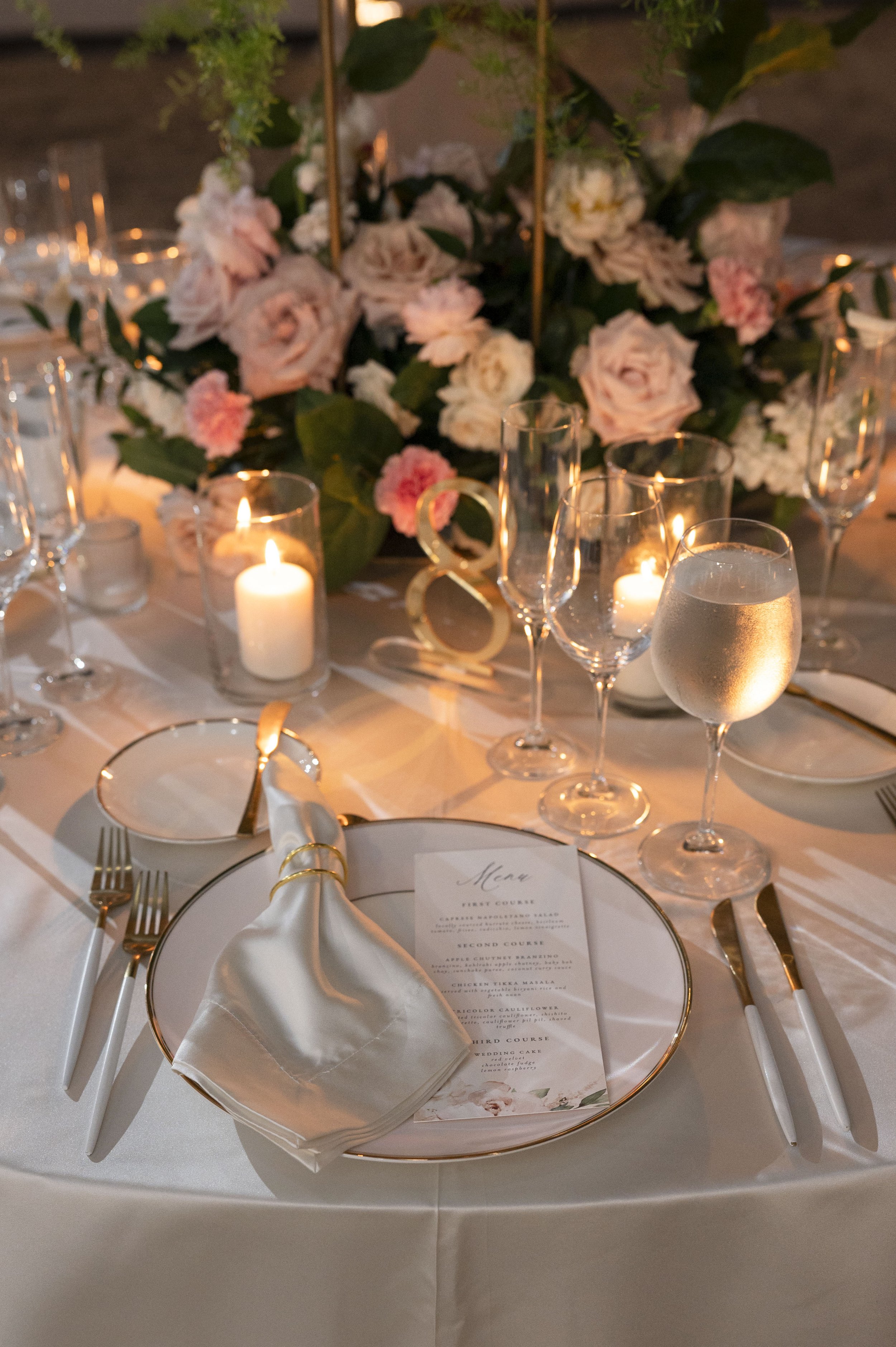 wedding reception detail of a Vizcaya museum and gardens