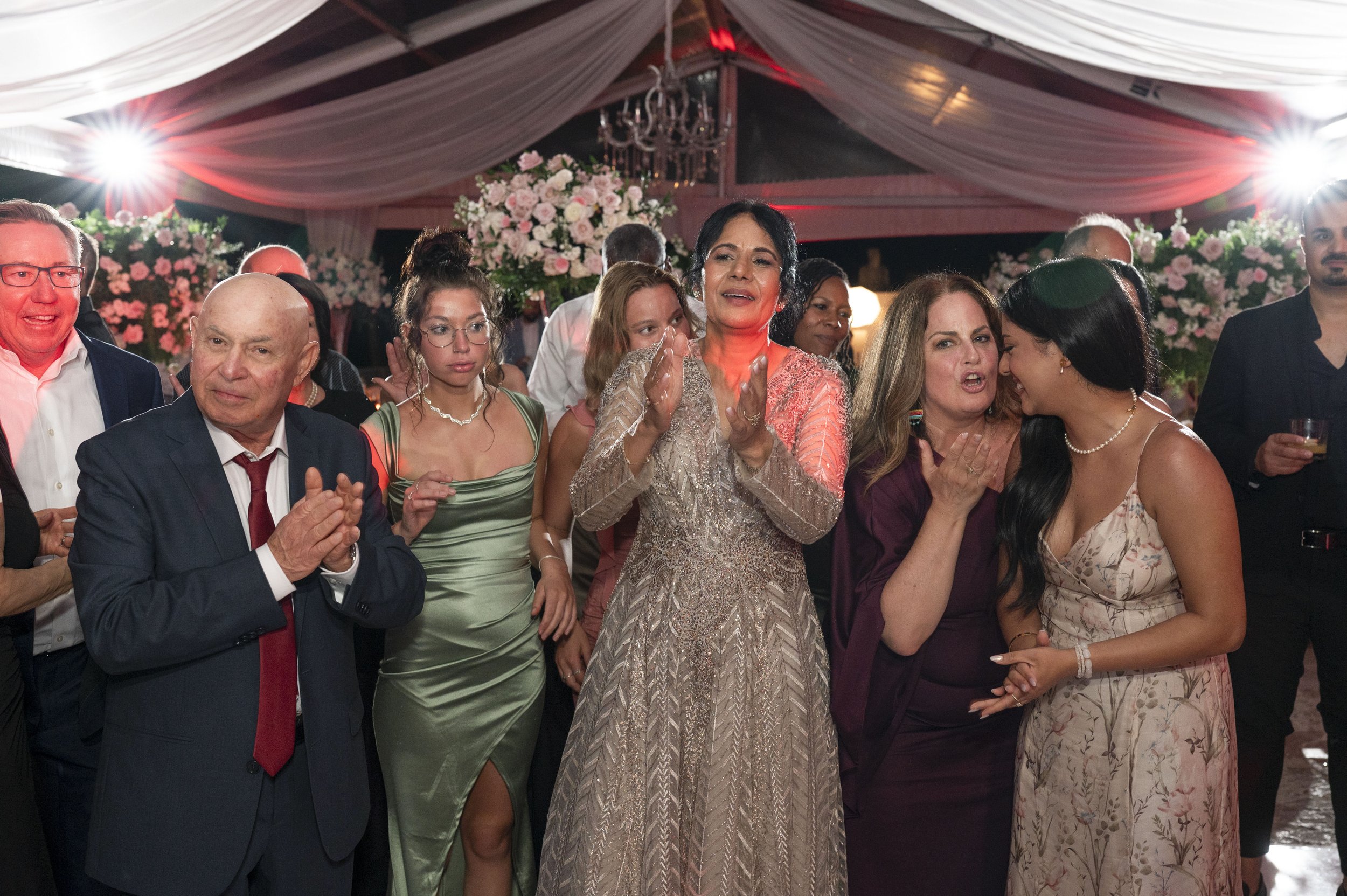 guest dancing in the reception of a wedding at the vizcaya museum