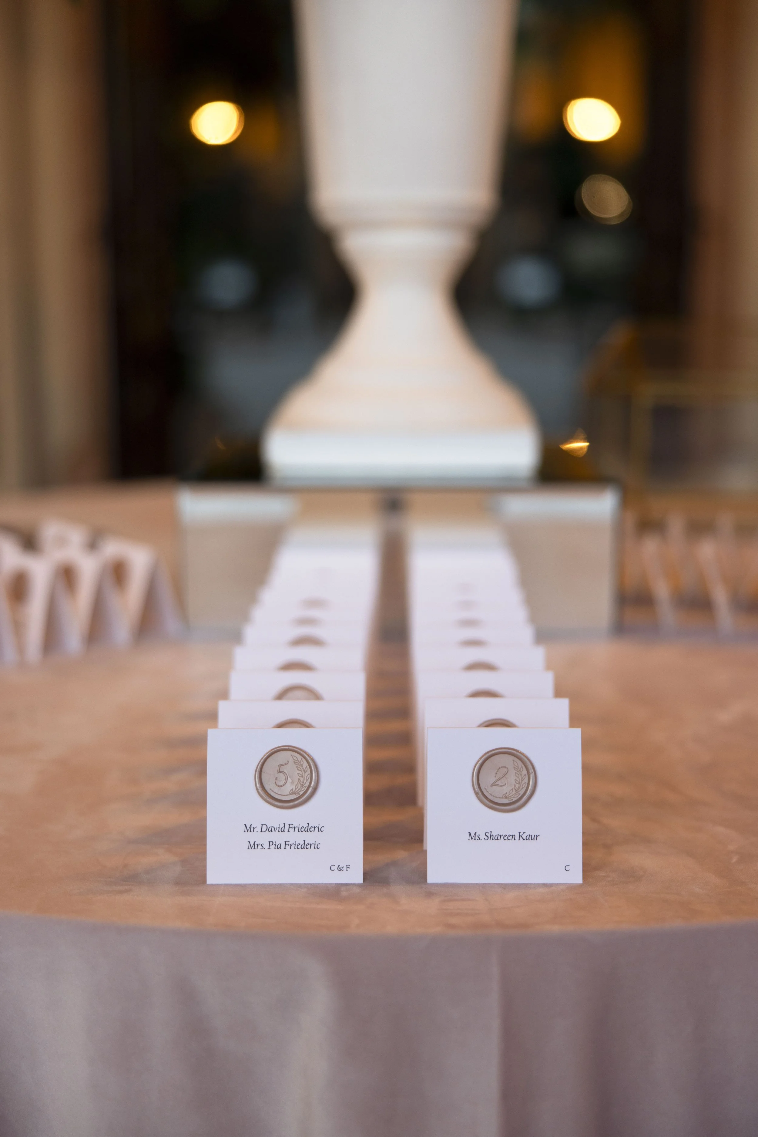 place cards details on a table entering reception at a vizcaya museum wedding miami