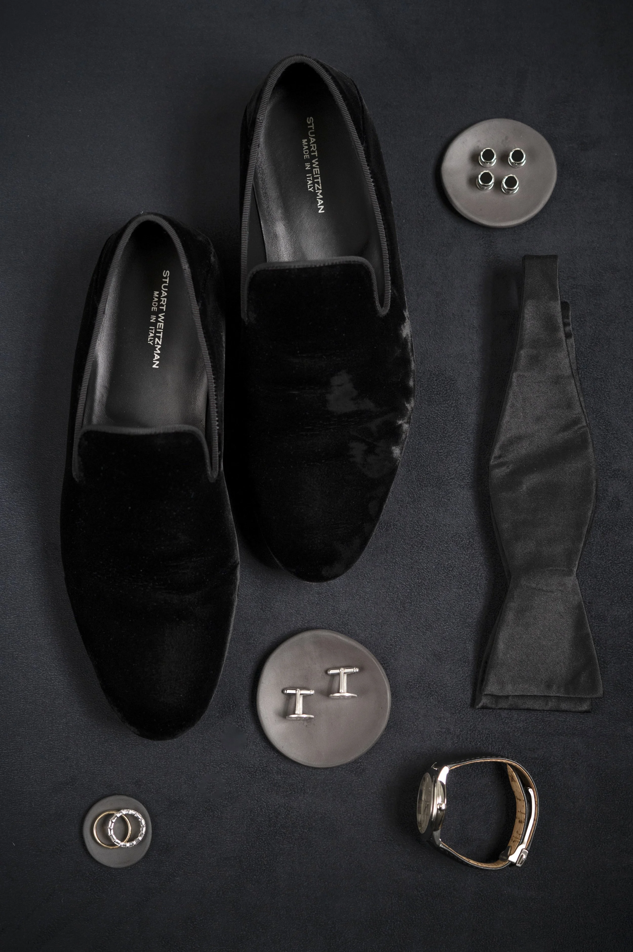 flat lay detail of groom's details 