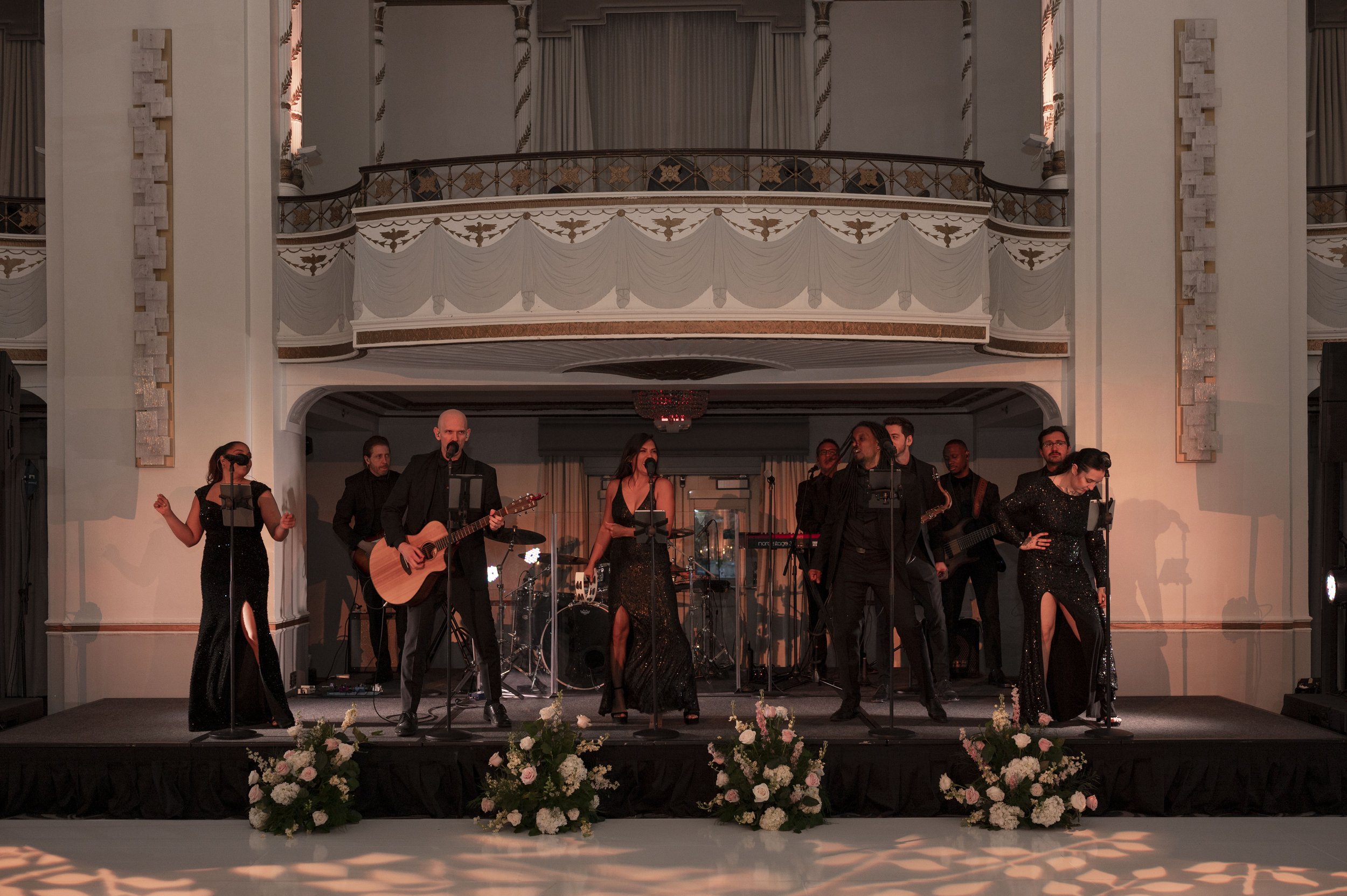 band playing in park plaza reception