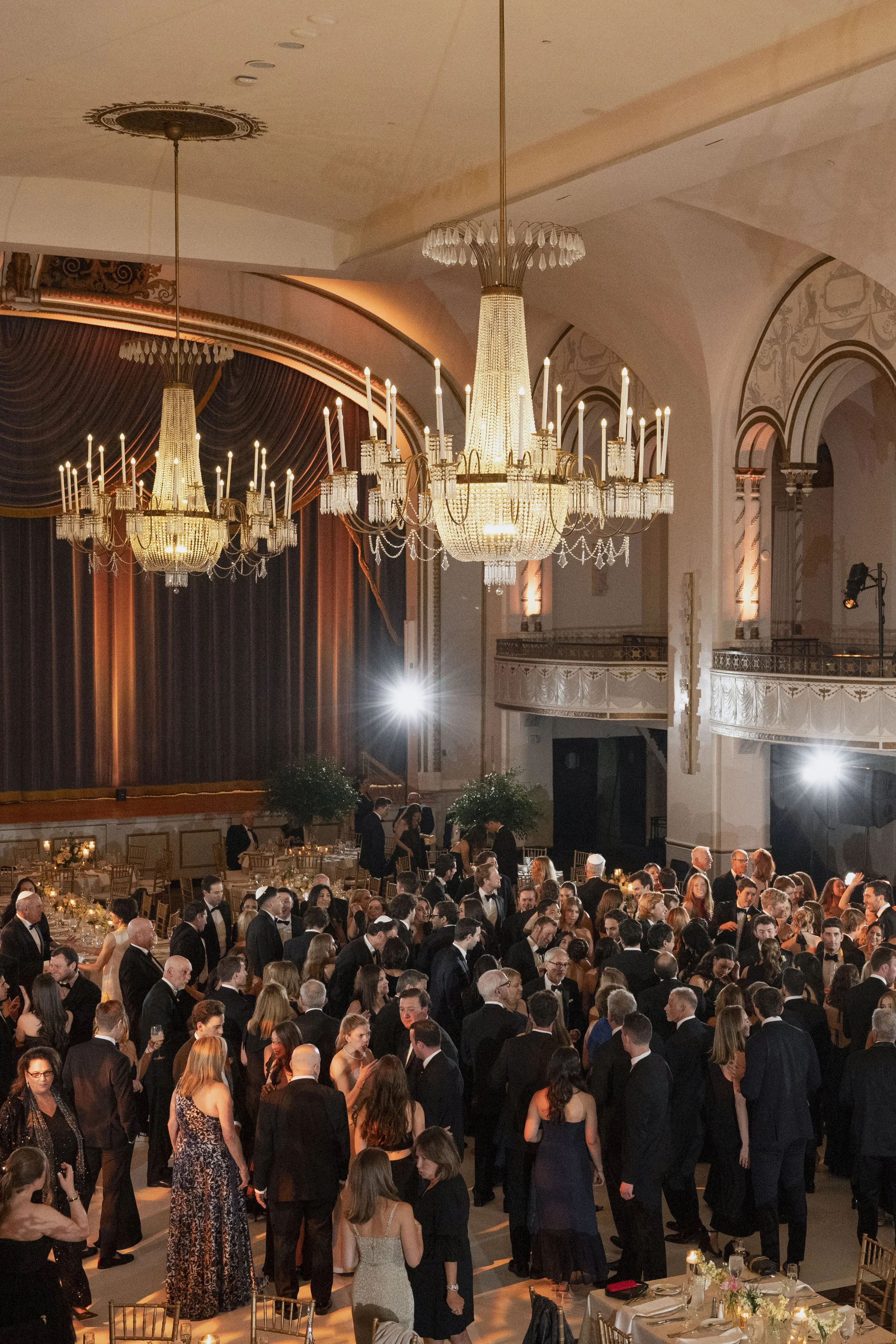 view of the ballroom of the park plaza wedding from the balcony