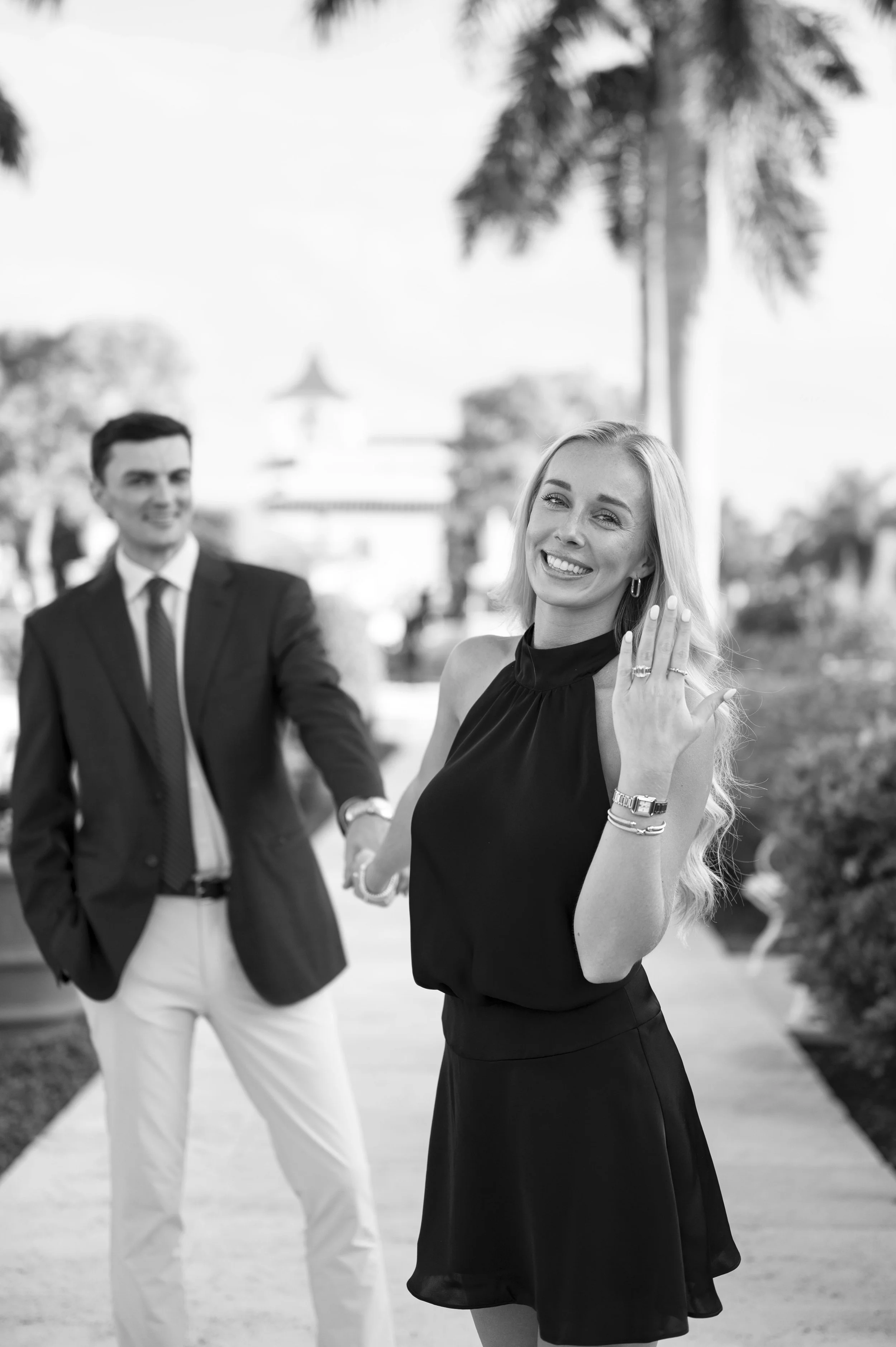 Mattie reacting with surprise as Michael proposes in Palm Beach (Copy)