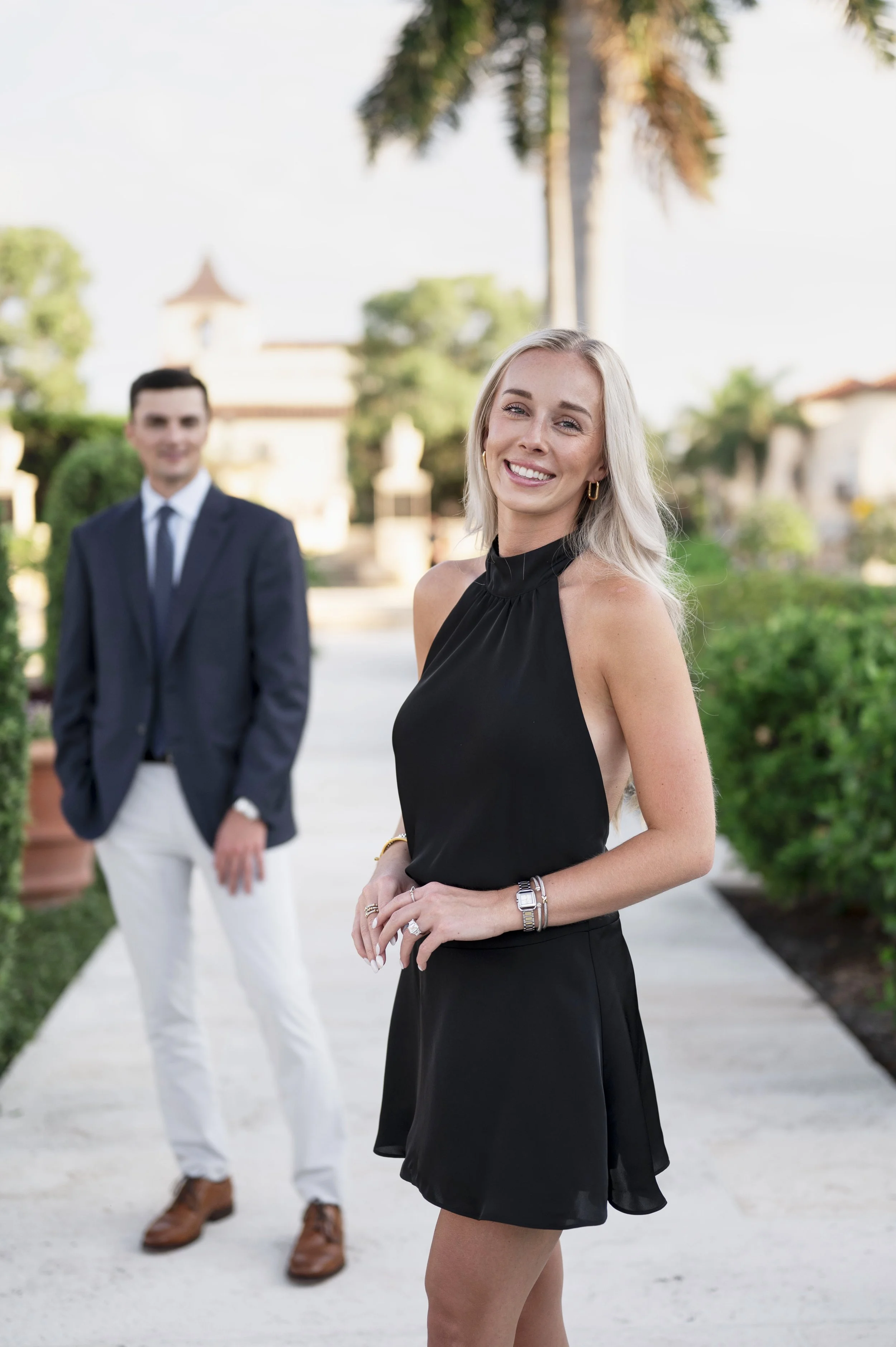 Engaged couple walking through Palm Beach after their surprise proposal (Copy)