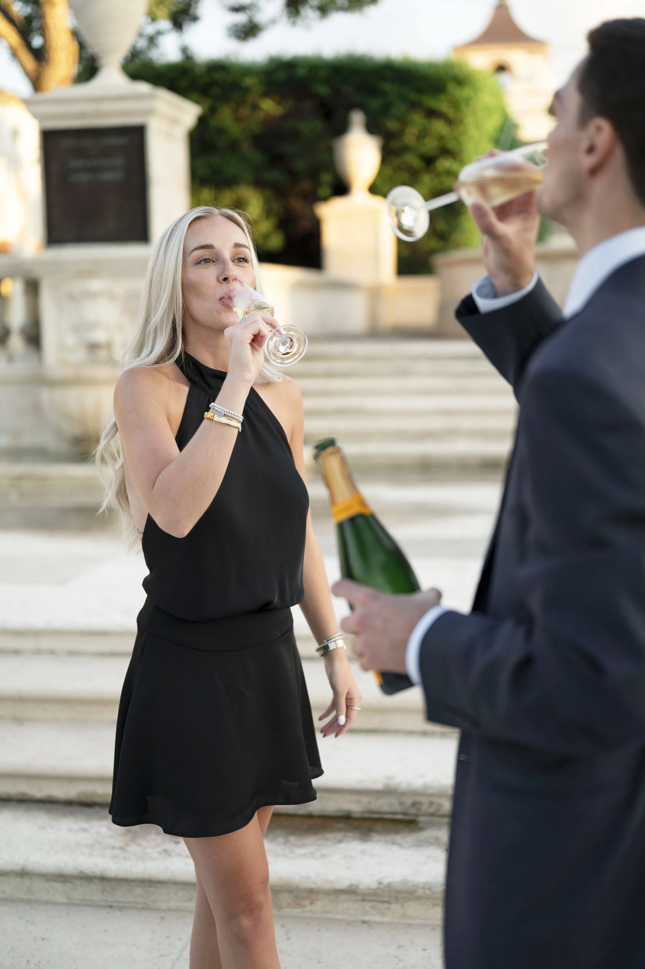 Michael and Mattie celebrating their engagement with champange in Palm Beach (Copy)