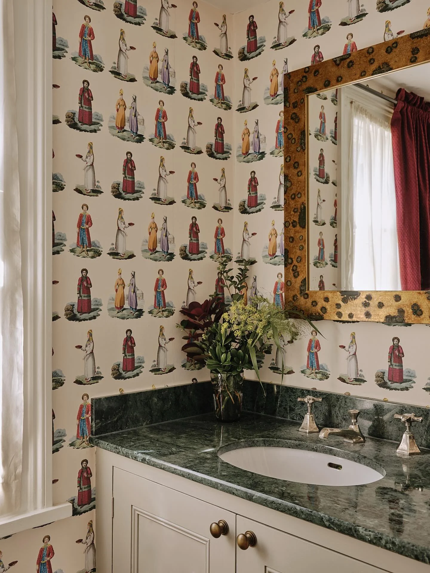 Bohemian rhapsody. Rich colourful wallpaper featuring a variety of folk costumes from all over Catherine the Great&rsquo;s domains - who knew that she wasn&rsquo;t even Russian nor originally called Catherine? Cloakrooms are the perfect place to make