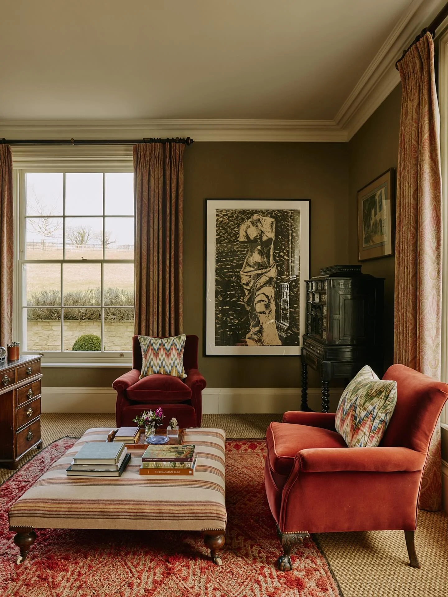 Perfect spot for Twixmas relaxing. The library in our Oxfordshire manor house project. #interiordesign #countryhousestyle #interiorsaddict #designinspiration #interiorstyling