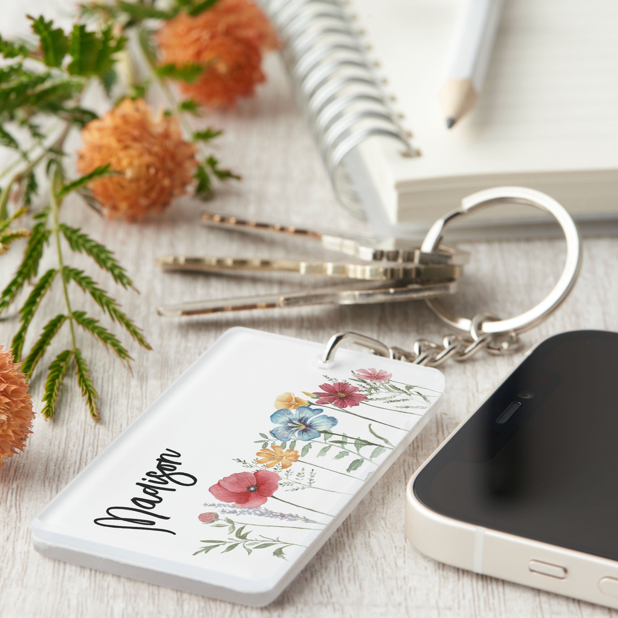 Painted-Watercolor-Wildflowers-personalized-with Your-Name-Keychain.jpg